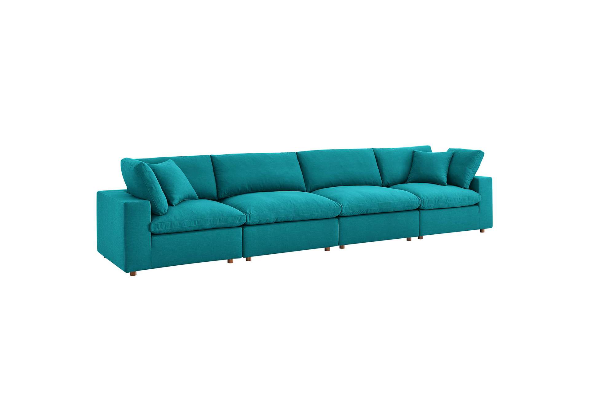 Teal Commix Down Filled Overstuffed 4 Piece Sectional Sofa Set,Modway