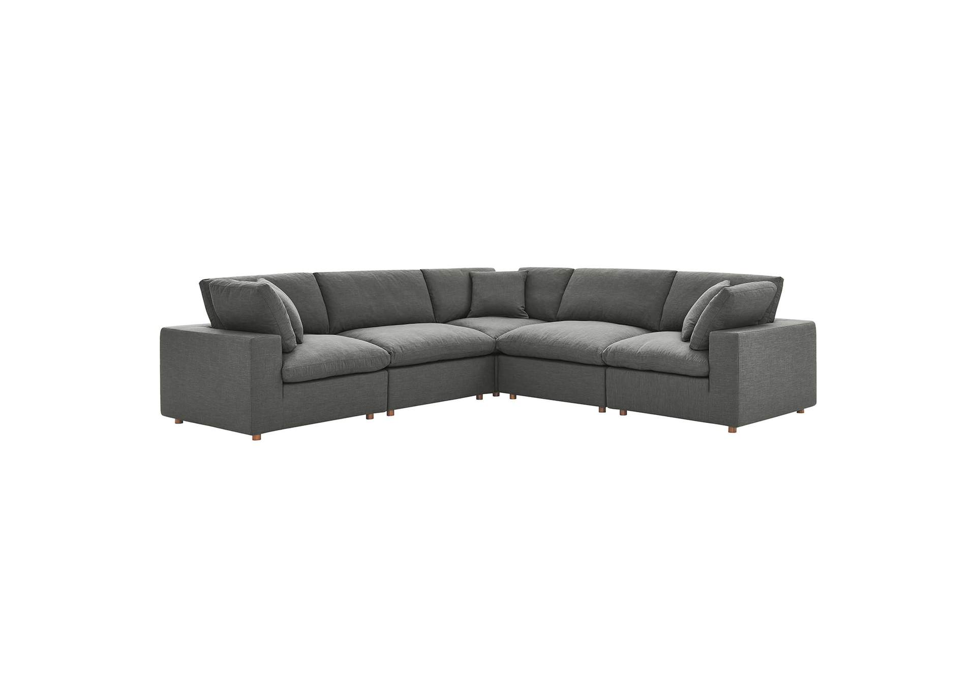 Gray Commix Down Filled Overstuffed 5 Piece Sectional Sofa Set,Modway