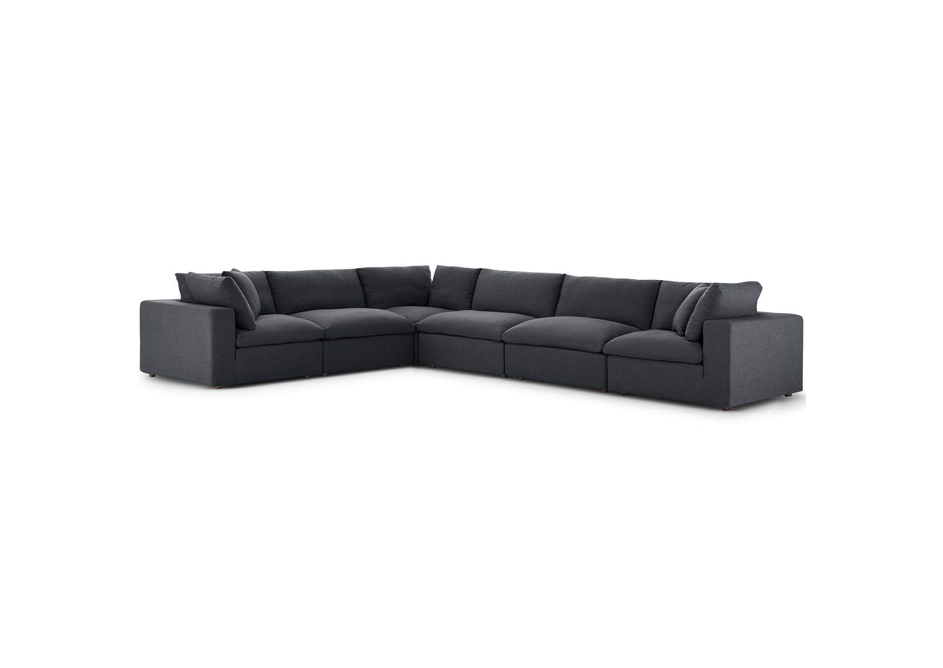 Gray Commix Down Filled Overstuffed 6 Piece Sectional Sofa Set,Modway