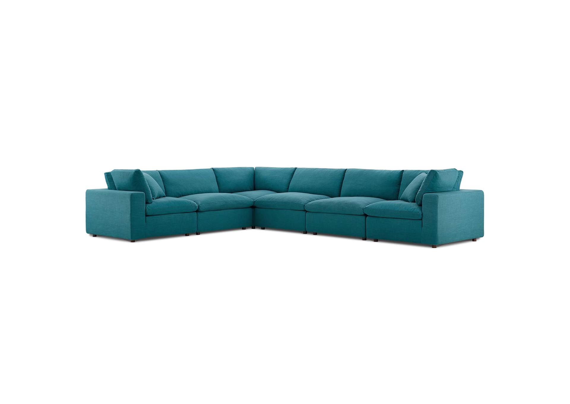 Teal Commix Down Filled Overstuffed 6 Piece Sectional Sofa Set,Modway