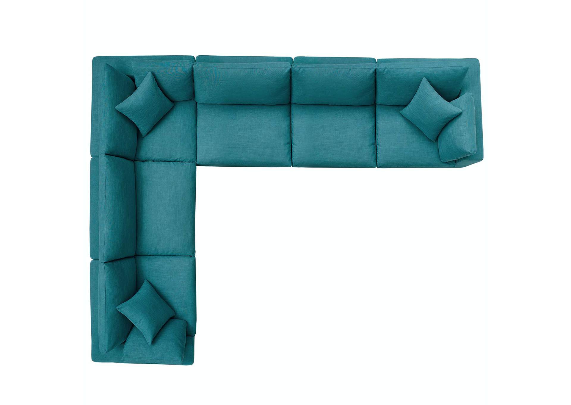 Teal Commix Down Filled Overstuffed 6 Piece Sectional Sofa Set,Modway