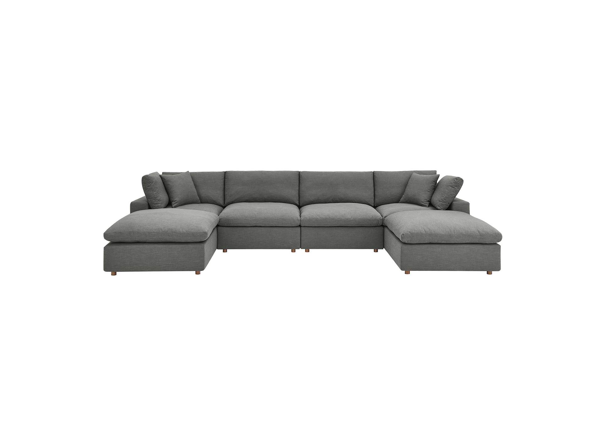 Gray Commix Down Filled Overstuffed 6 Piece Sectional Sofa Set,Modway