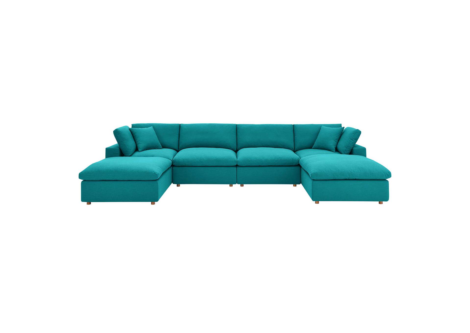 Teal Commix Down Filled Overstuffed 6 Piece Sectional Sofa Set,Modway