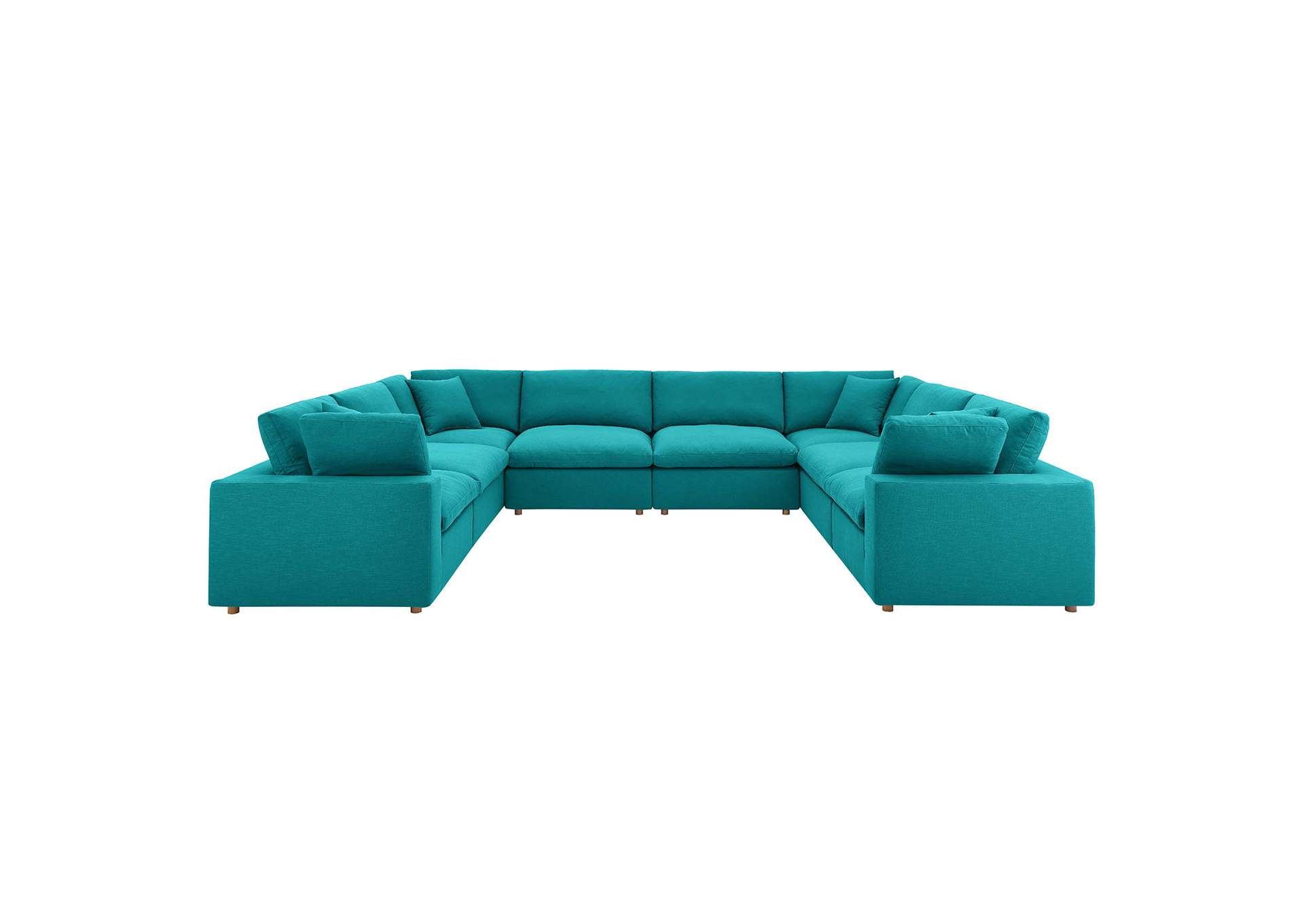 Teal Commix Down Filled Overstuffed 8 Piece Sectional Sofa Set,Modway