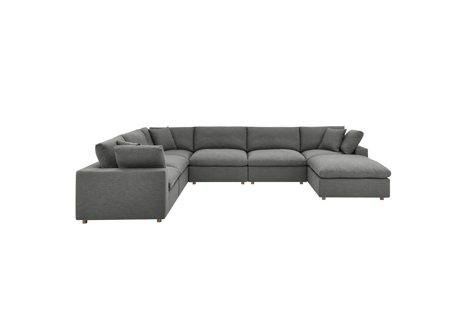 Gray Commix Down Filled Overstuffed 7 Piece Sectional Sofa Set,Modway