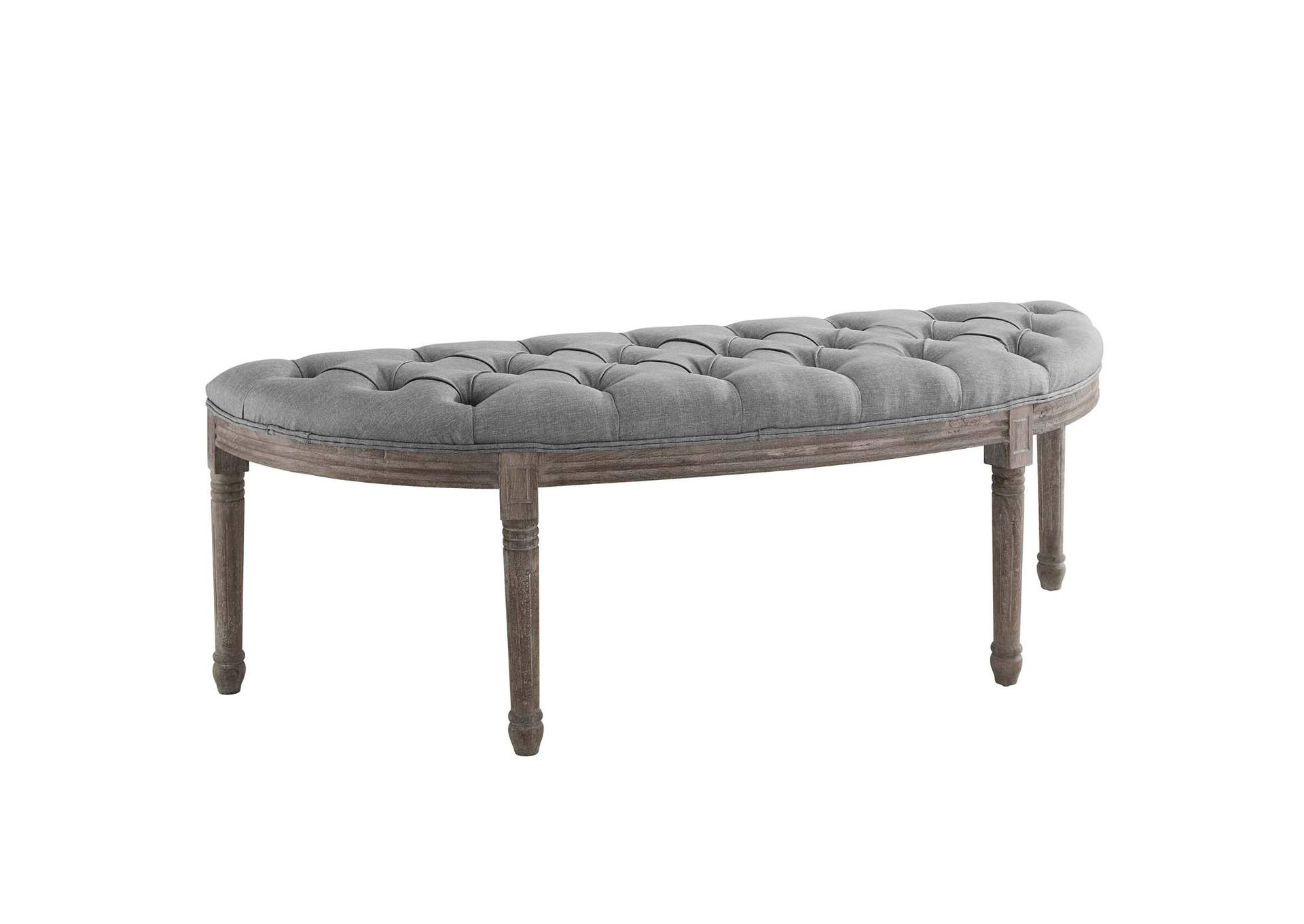 Light Gray Esteem Vintage French Upholstered Fabric Semi-Circle Bench,Modway