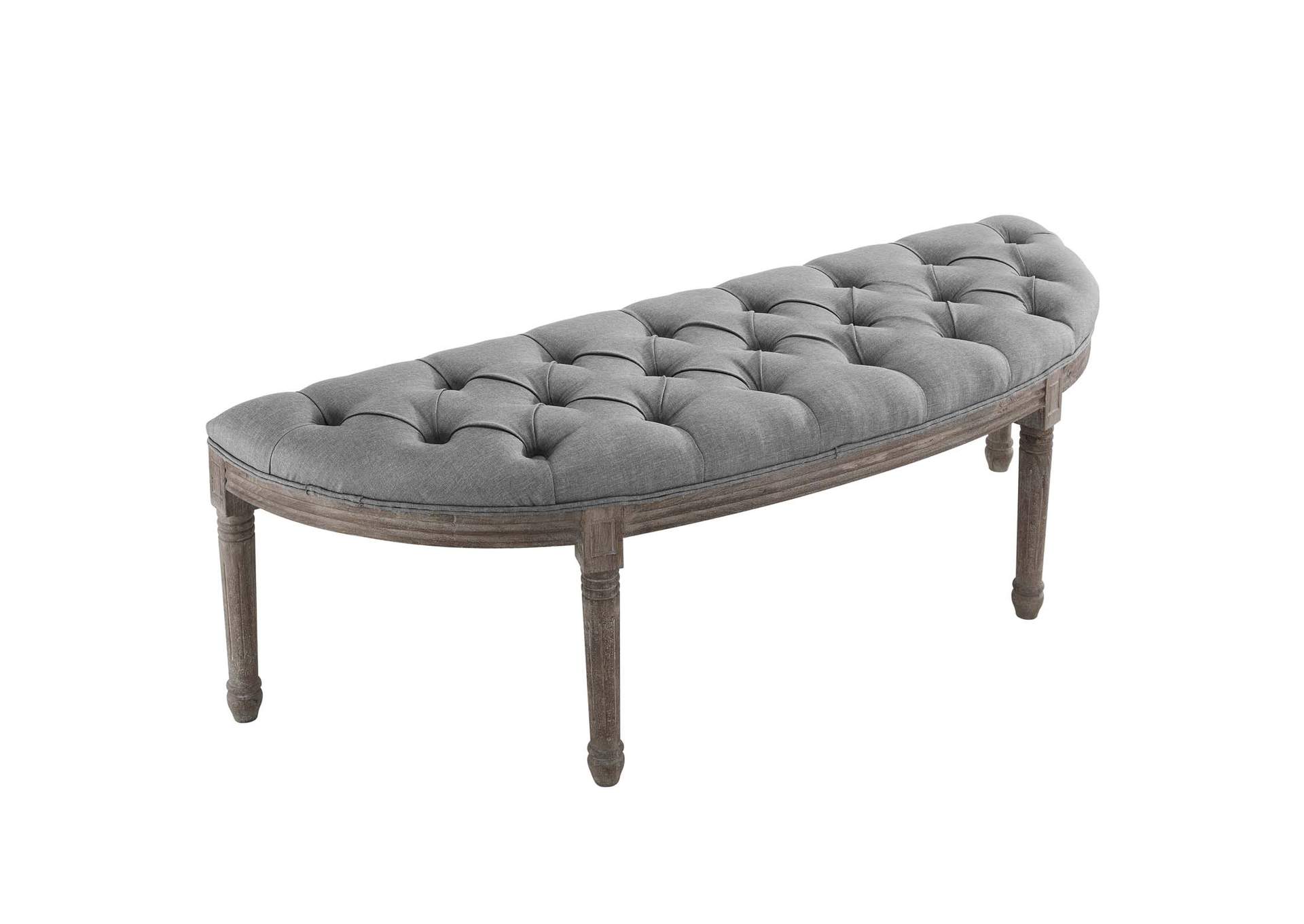 Light Gray Esteem Vintage French Upholstered Fabric Semi-Circle Bench,Modway