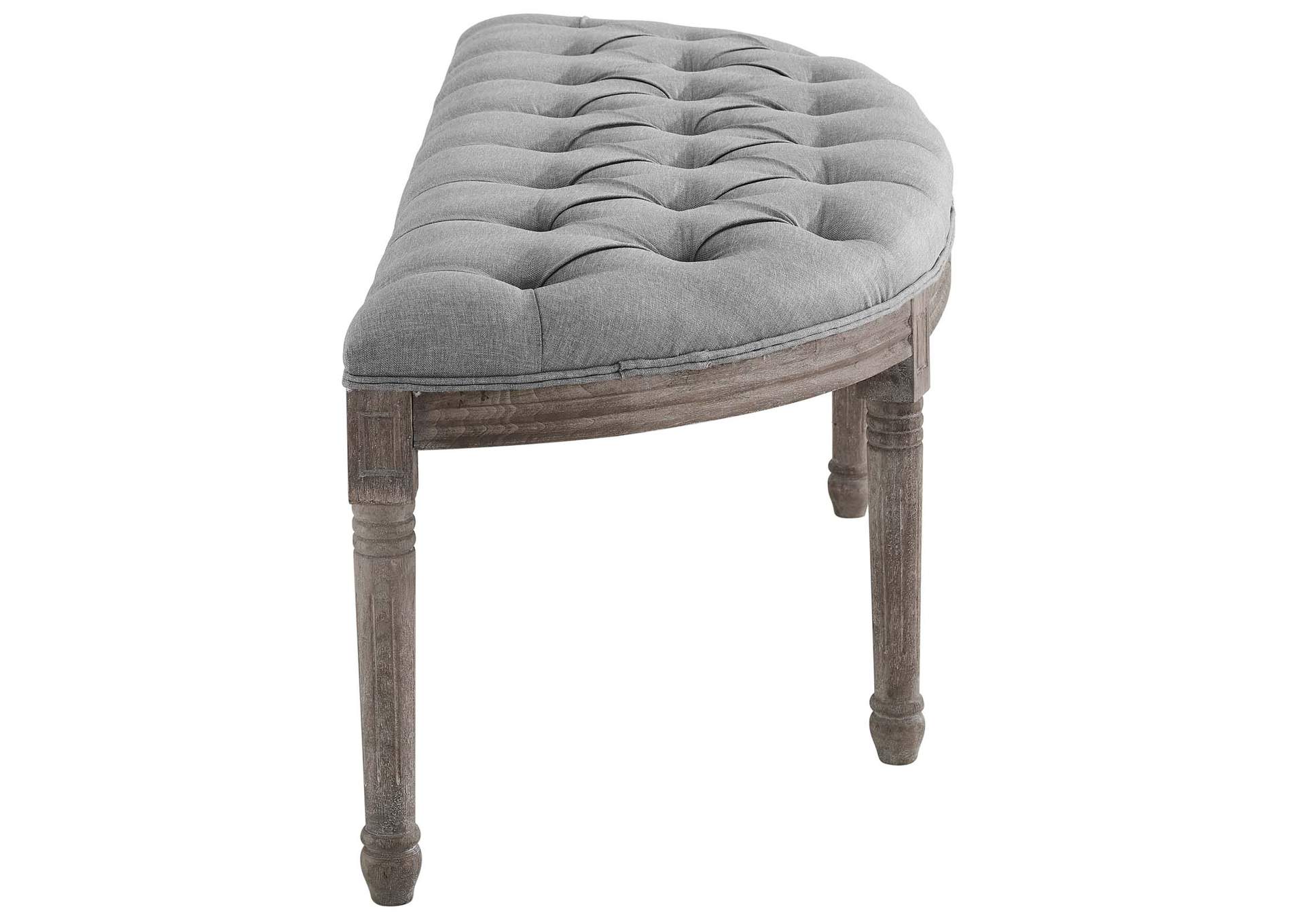 Light Gray Esteem Vintage French Upholstered Fabric Semi-Circle Bench,Modway