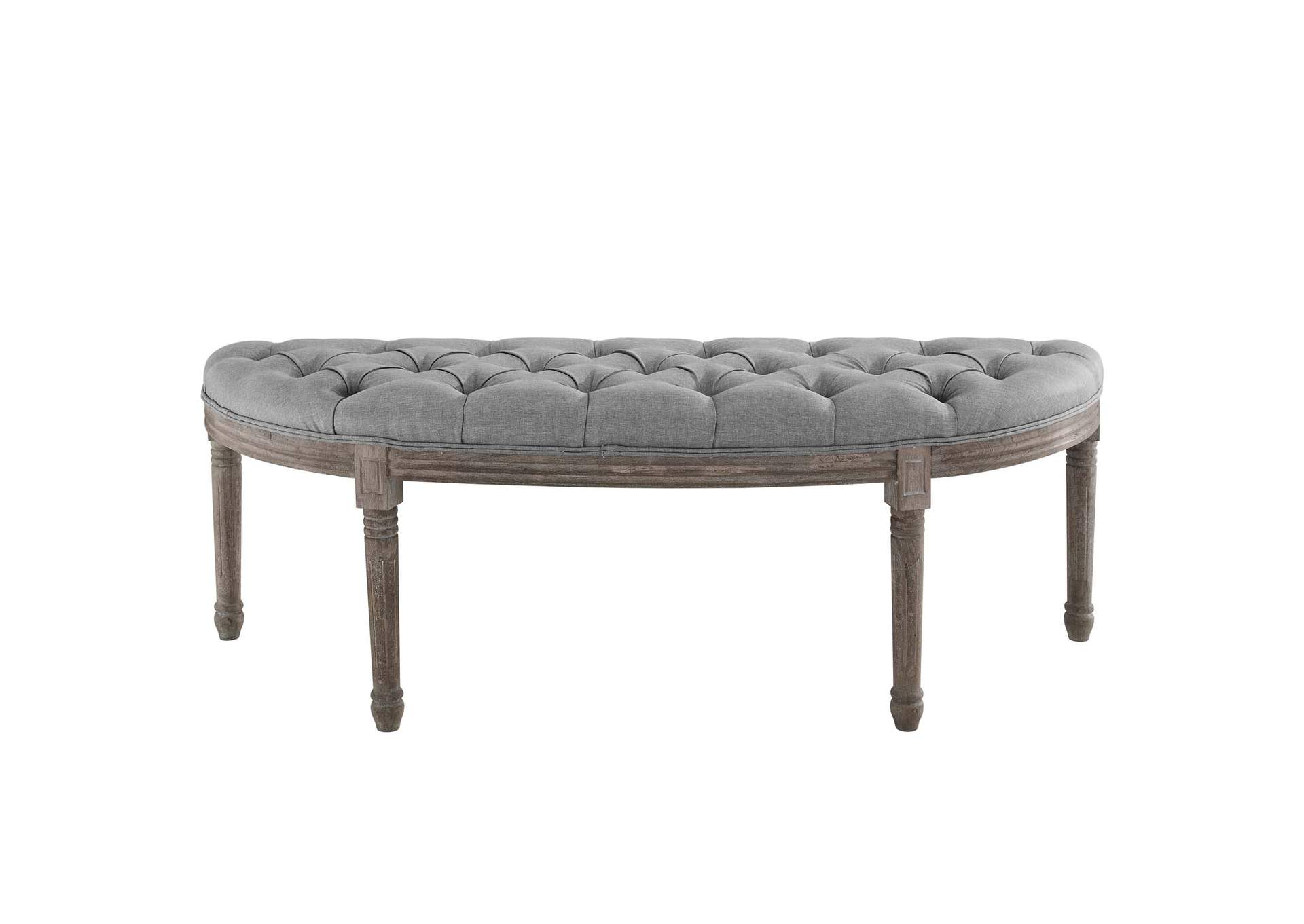 Light Gray Esteem Vintage French Upholstered Fabric Semi-Circle Bench,Modway