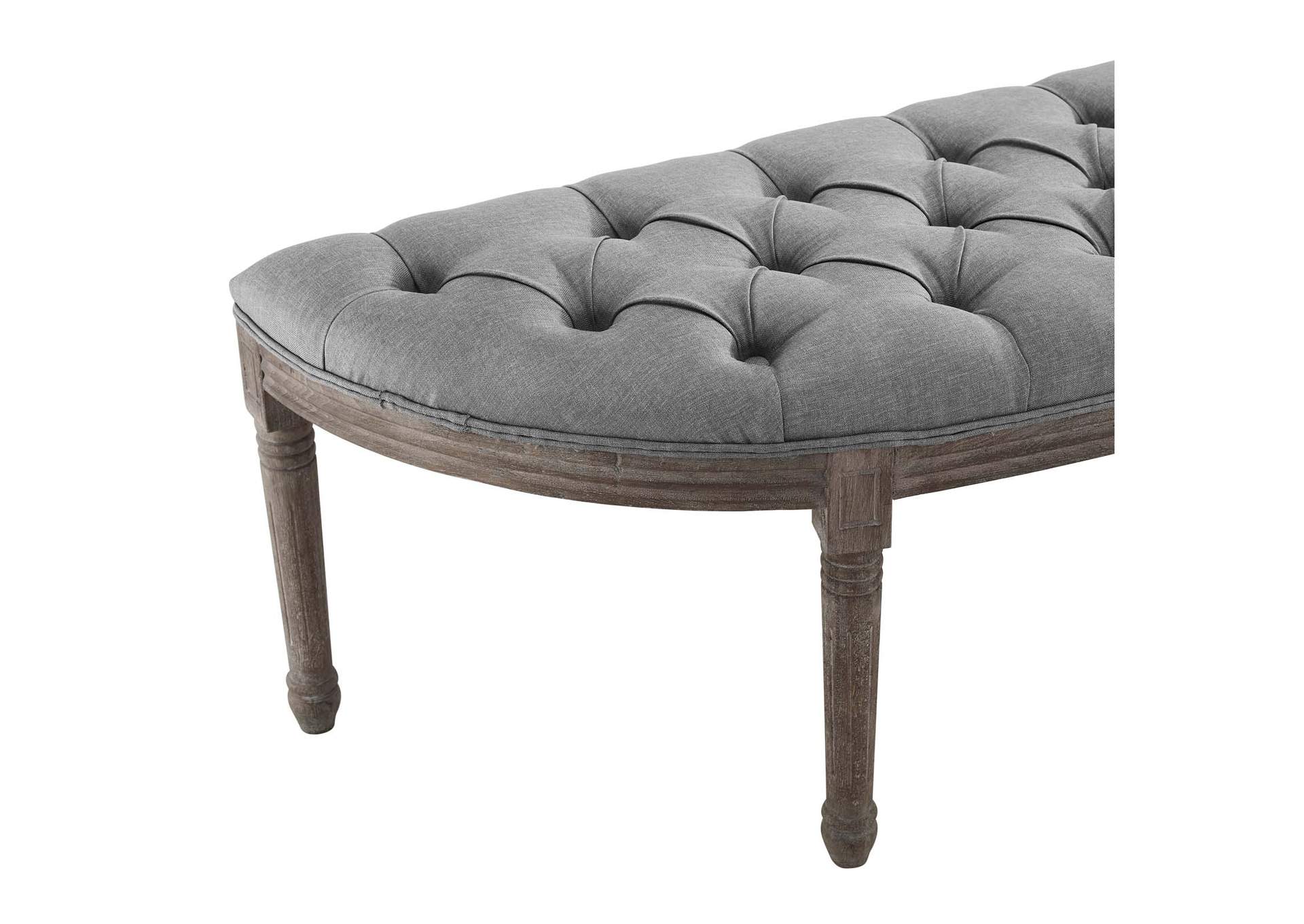 Light Gray Esteem Vintage French Upholstered Fabric Semi-Circle Bench,Modway