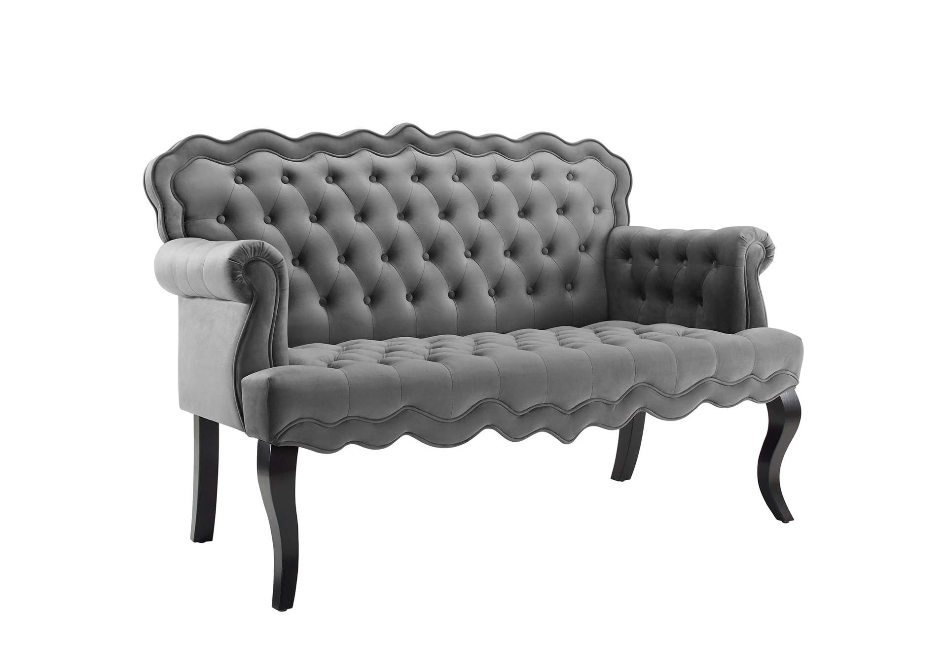 Gray Viola Chesterfield Button Tufted Loveseat Performance Velvet Settee,Modway