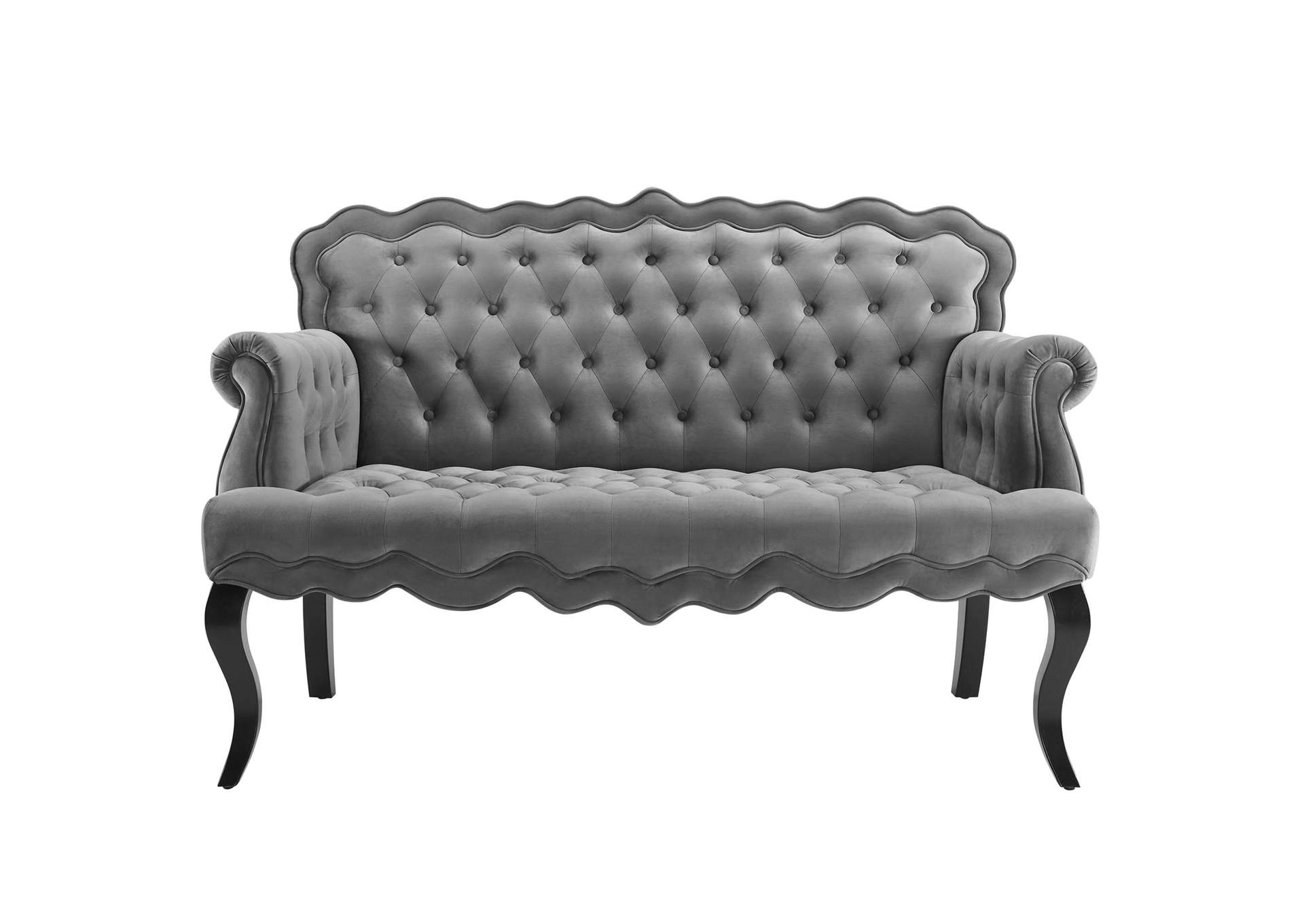 Gray Viola Chesterfield Button Tufted Loveseat Performance Velvet Settee,Modway