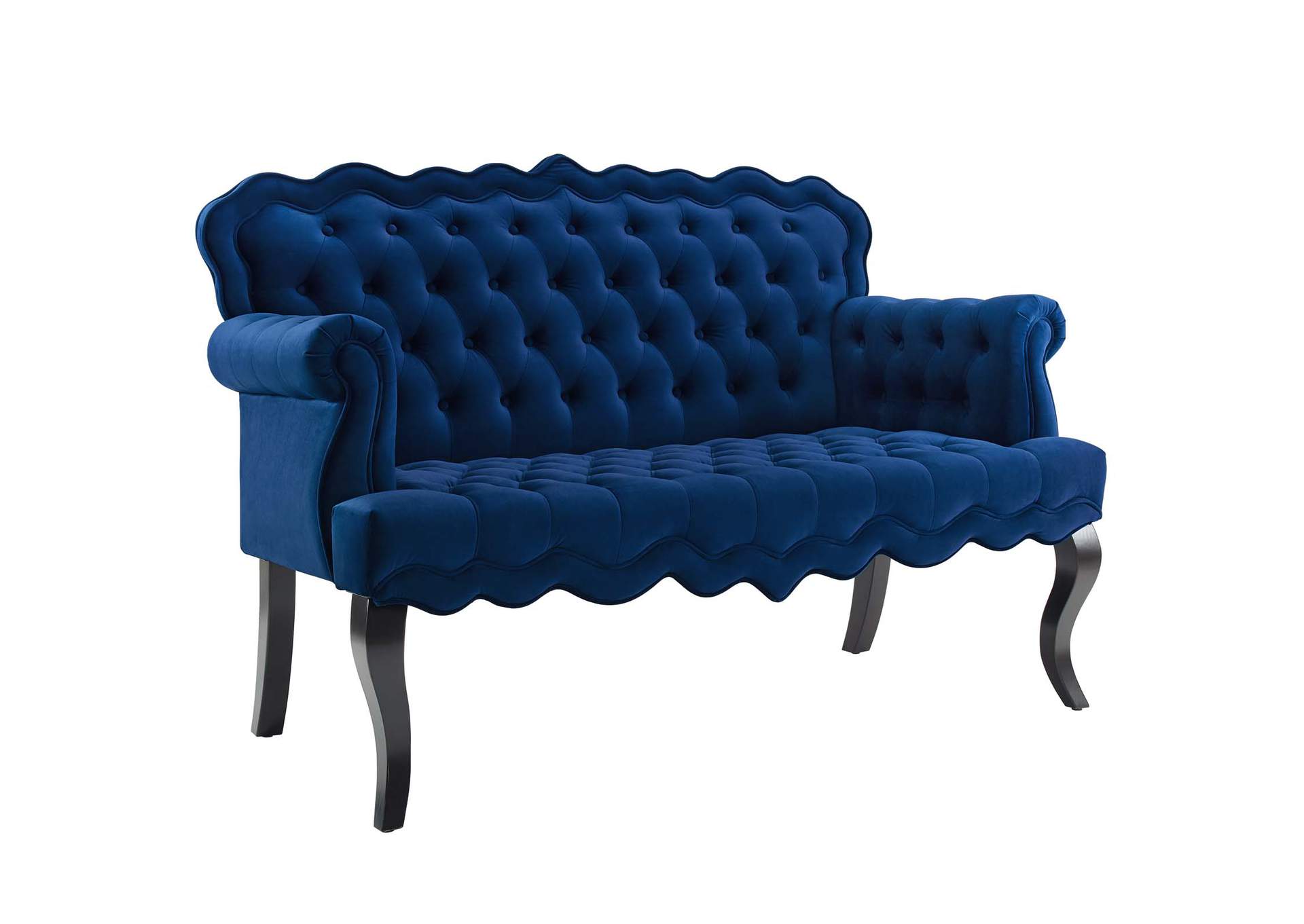Navy Viola Chesterfield Button Tufted Loveseat Performance Velvet Settee,Modway