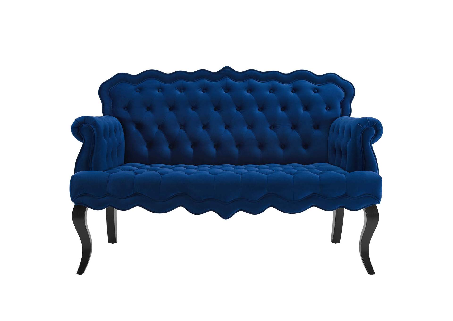Navy Viola Chesterfield Button Tufted Loveseat Performance Velvet Settee,Modway