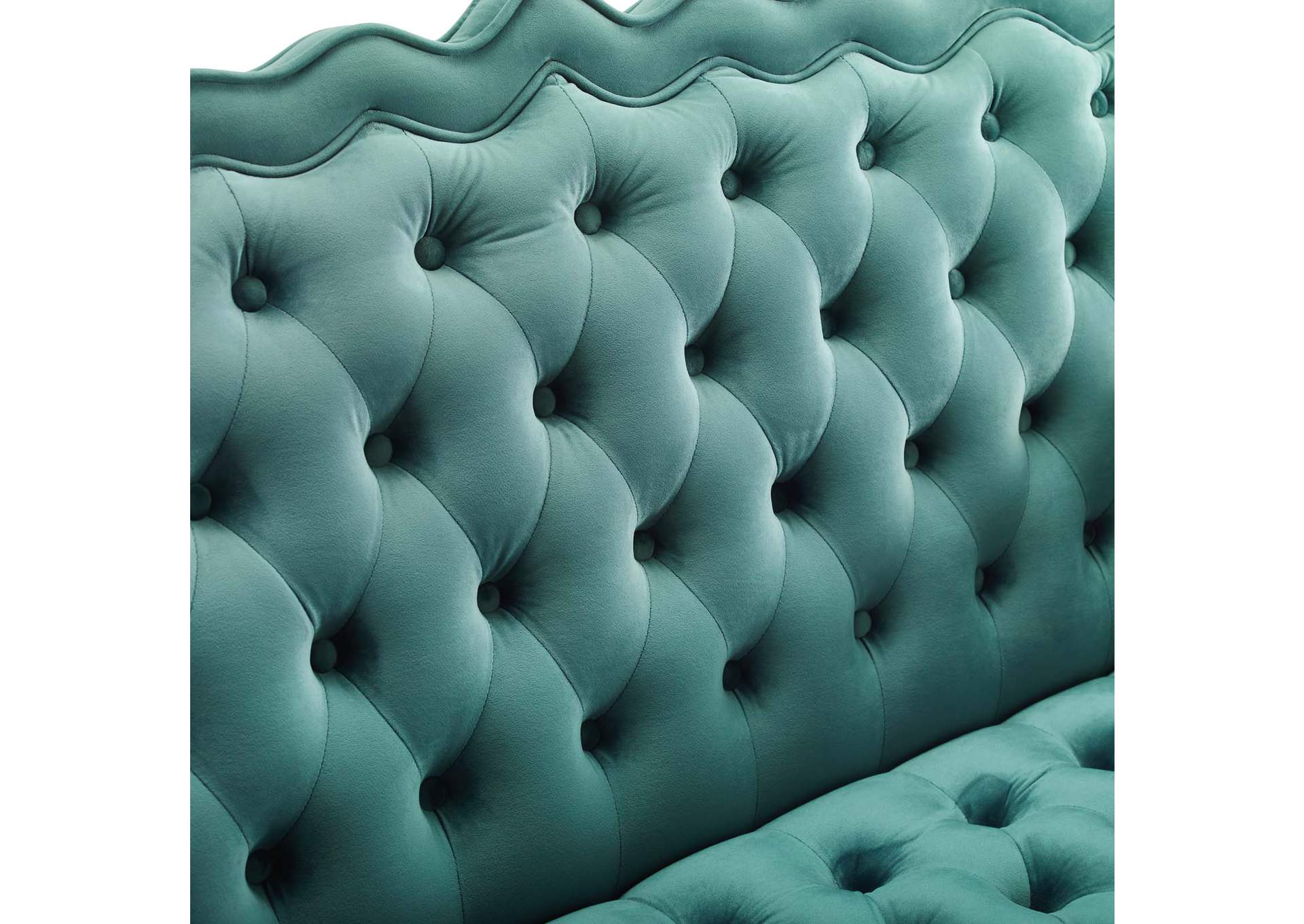 Teal Viola Chesterfield Button Tufted Loveseat Performance Velvet Settee,Modway
