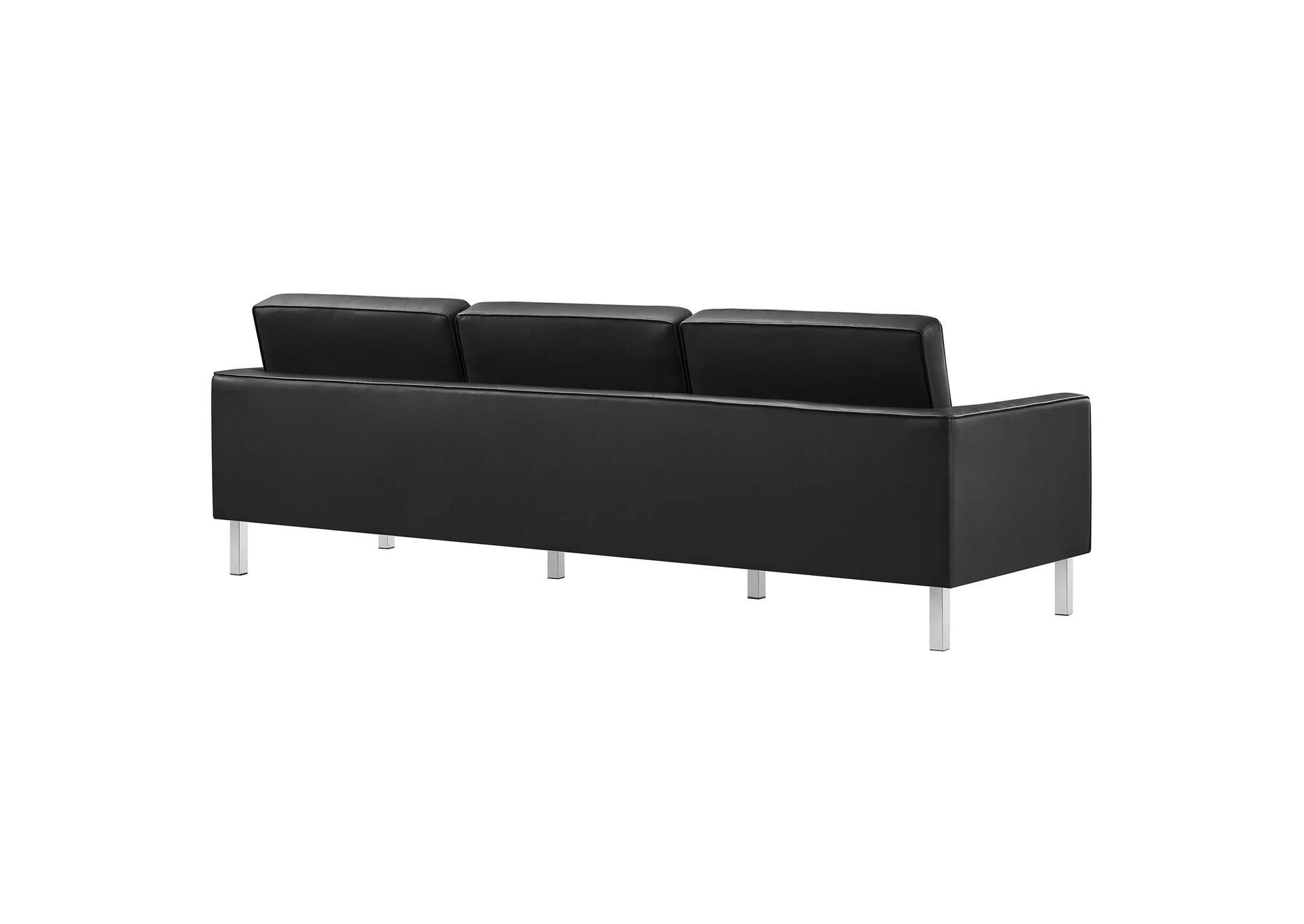Silver Black Loft Tufted Upholstered Faux Leather Sofa,Modway