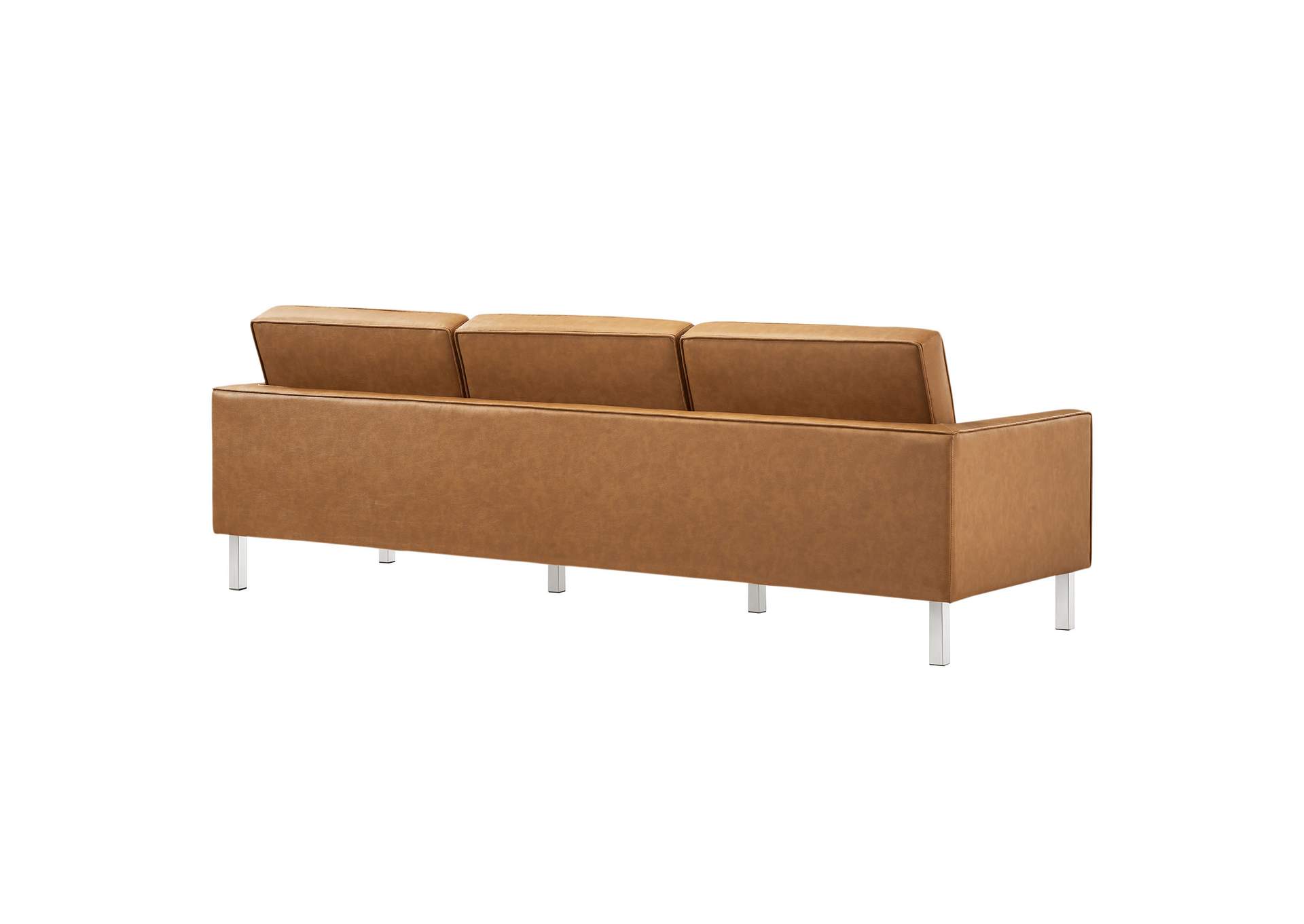 Silver Tan Loft Tufted Upholstered Faux Leather Sofa,Modway