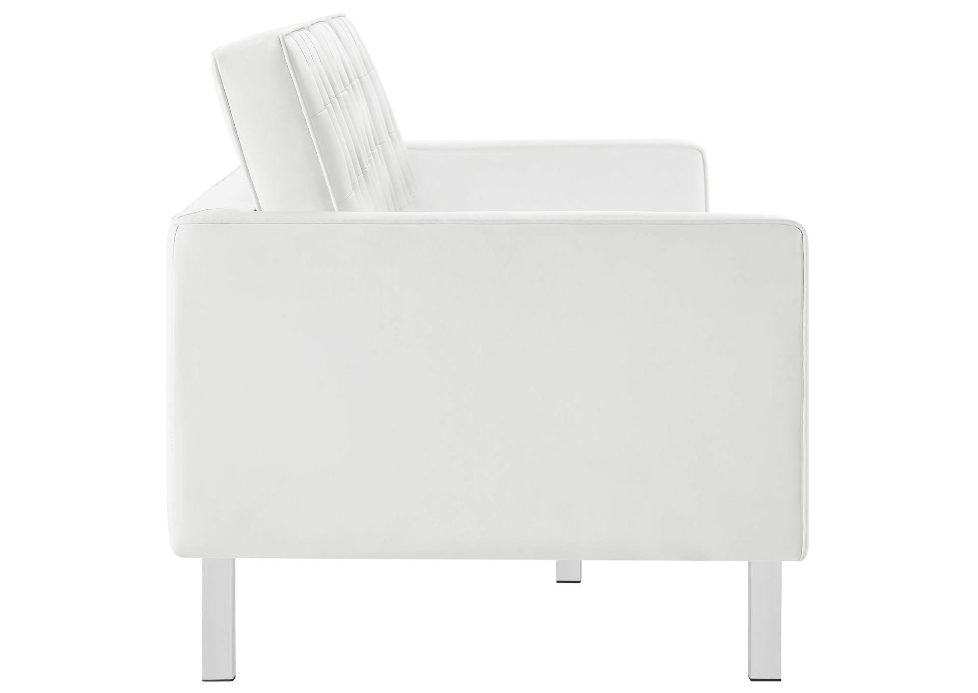 Silver White Loft Tufted Upholstered Faux Leather Sofa,Modway