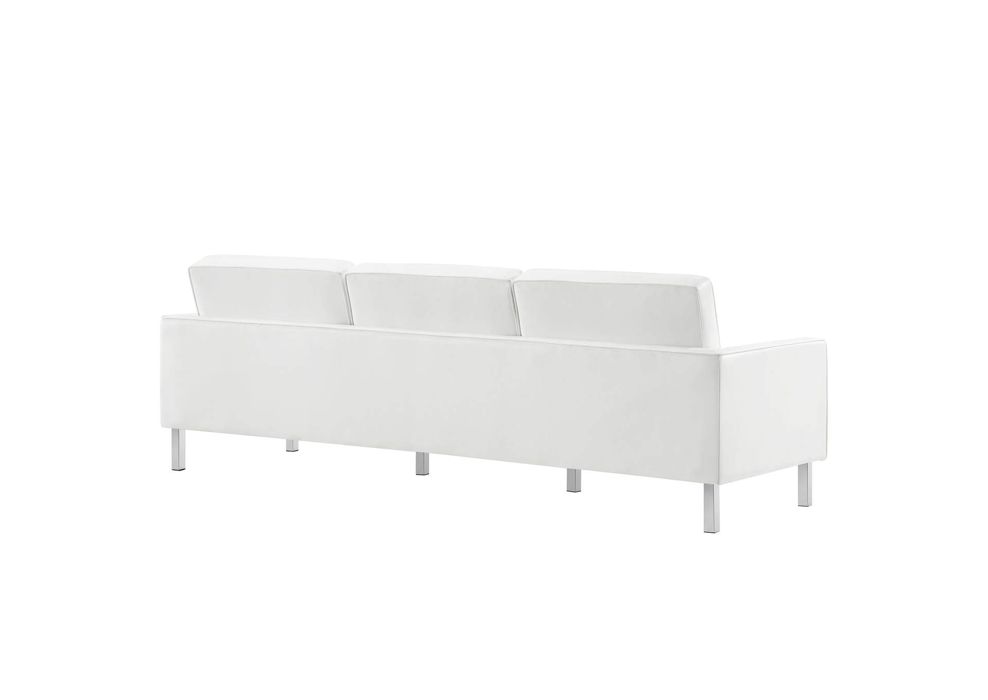 Silver White Loft Tufted Upholstered Faux Leather Sofa,Modway