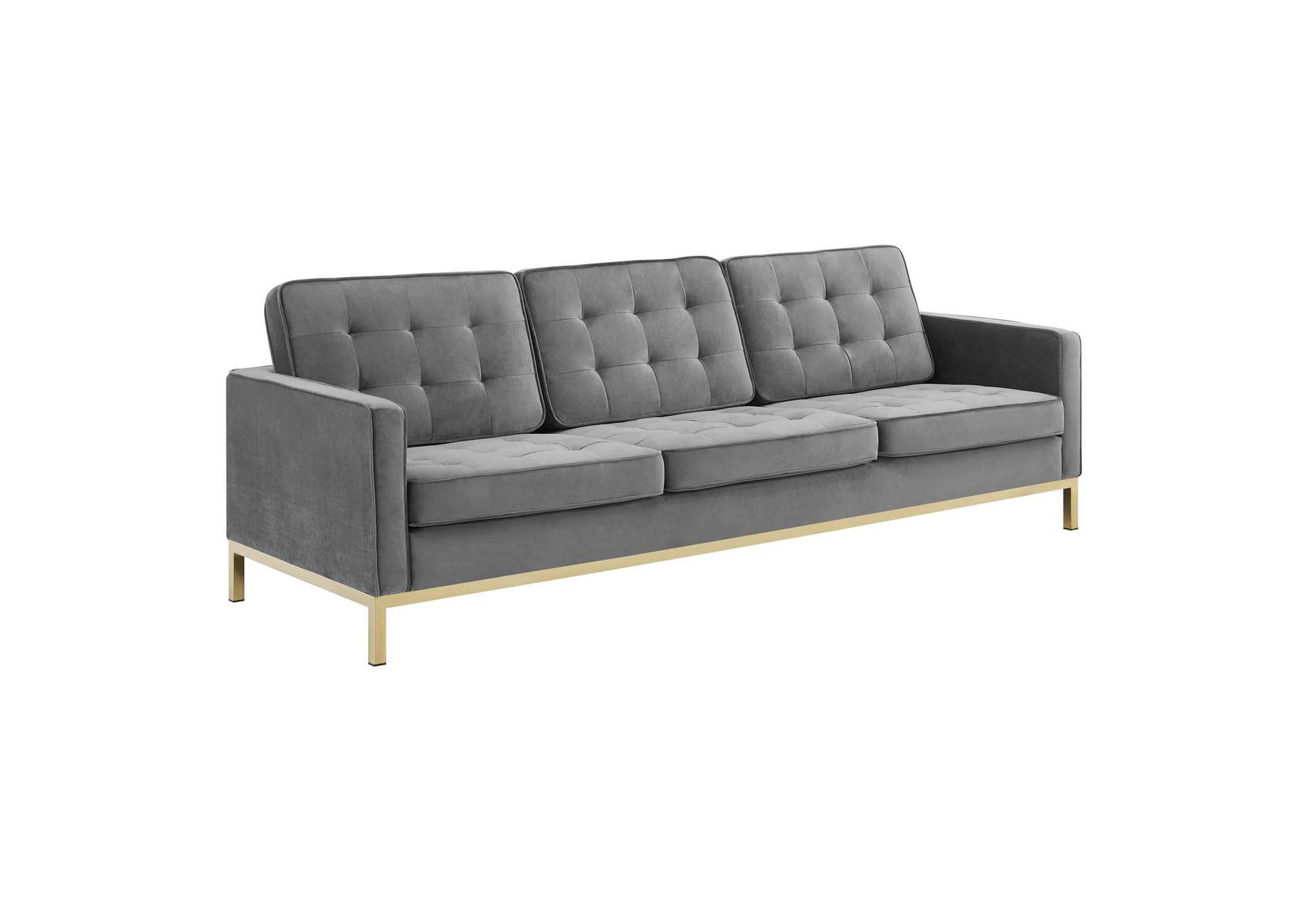 Gold Gray Loft Gold Stainless Steel Leg Performance Velvet Sofa,Modway