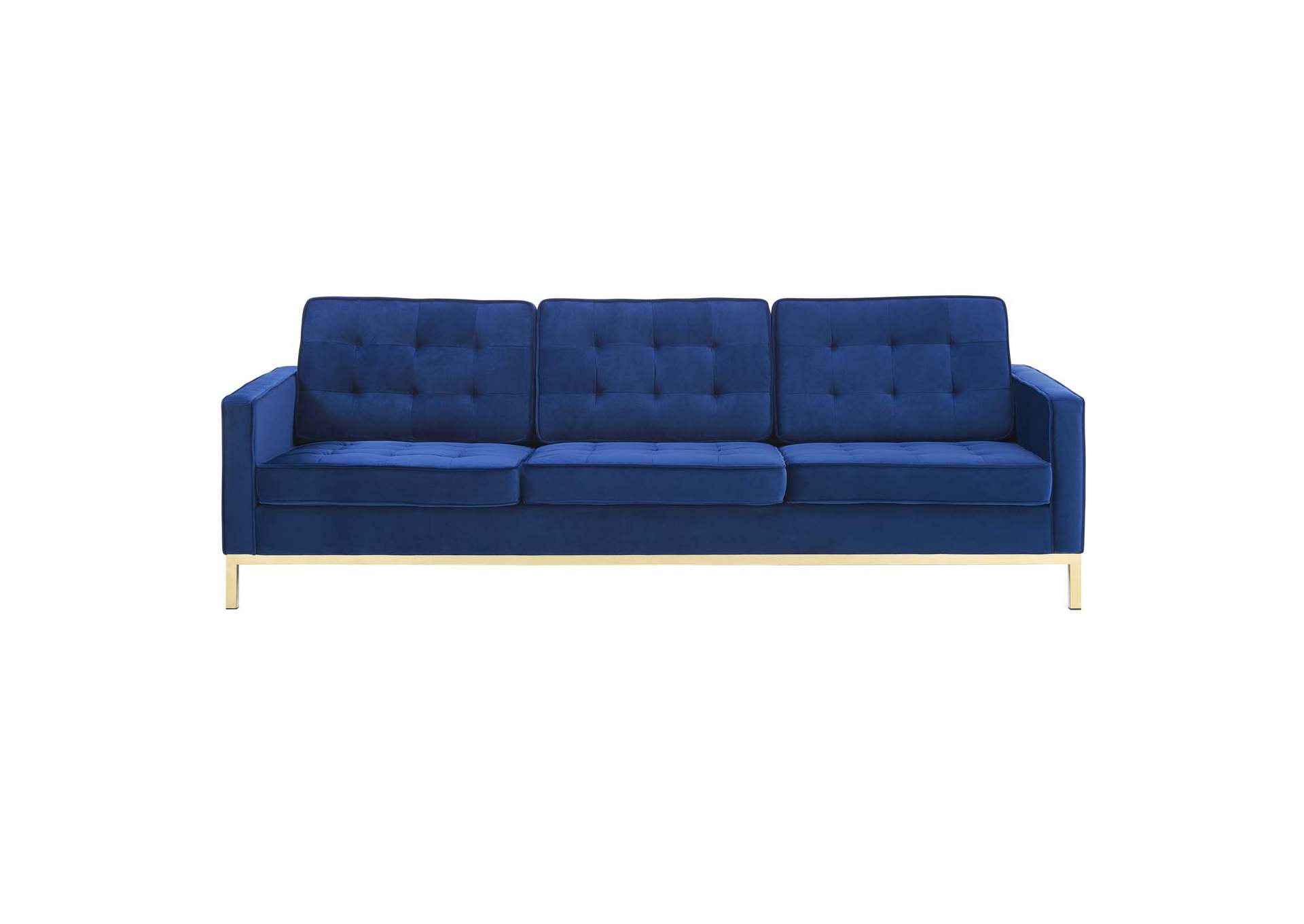 Gold Navy Loft Gold Stainless Steel Leg Performance Velvet Sofa,Modway