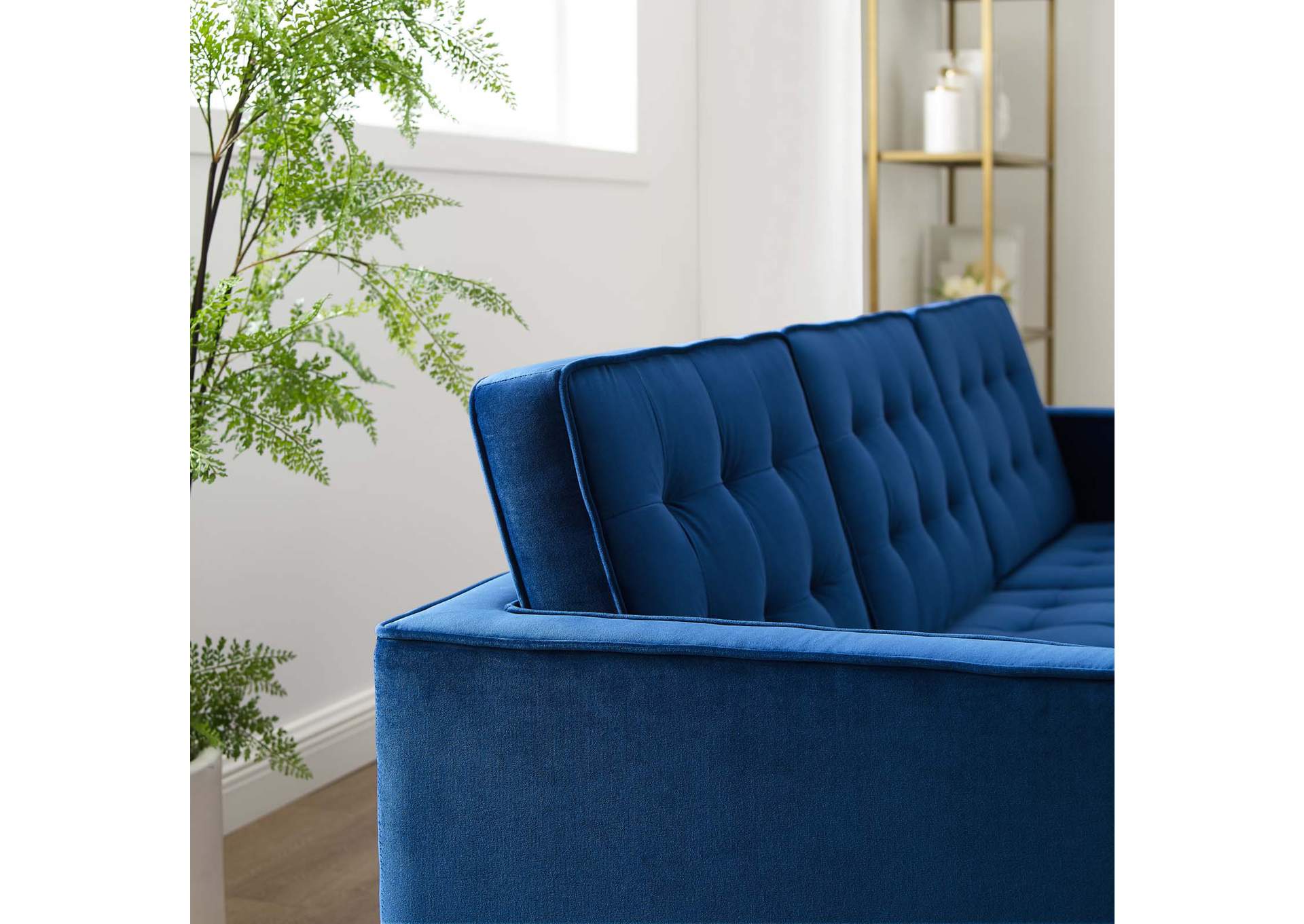 Gold Navy Loft Gold Stainless Steel Leg Performance Velvet Sofa,Modway