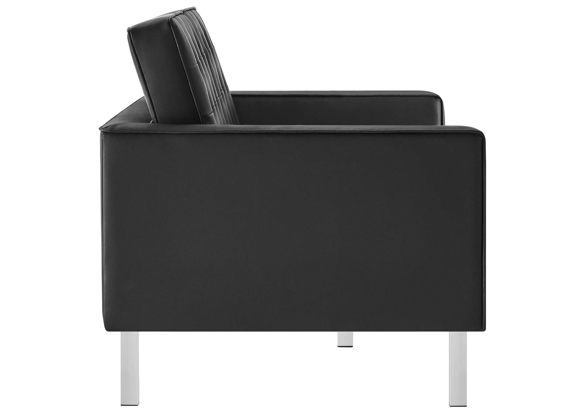 Silver Black Loft Tufted Upholstered Faux Leather Loveseat,Modway