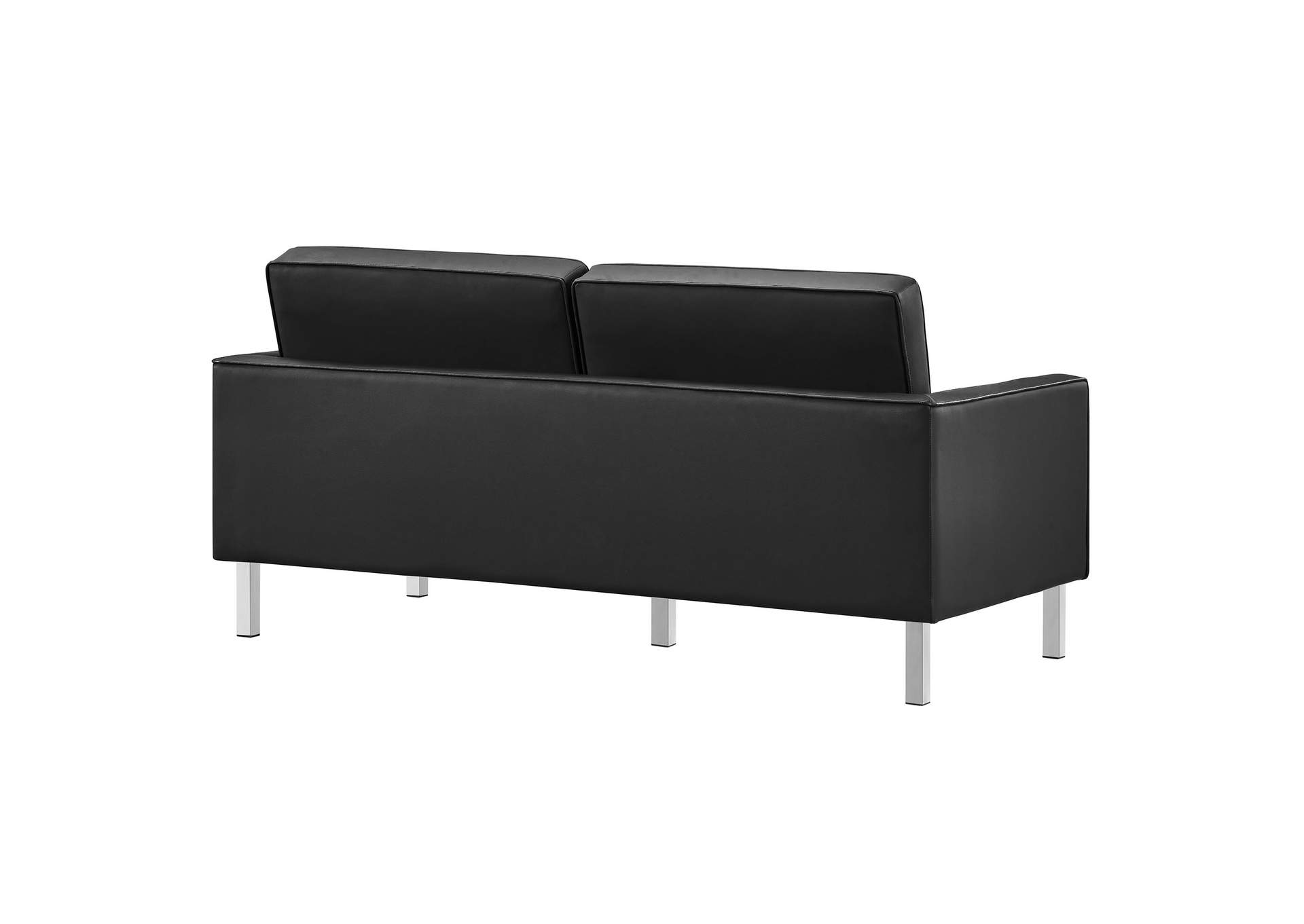 Silver Black Loft Tufted Upholstered Faux Leather Loveseat,Modway