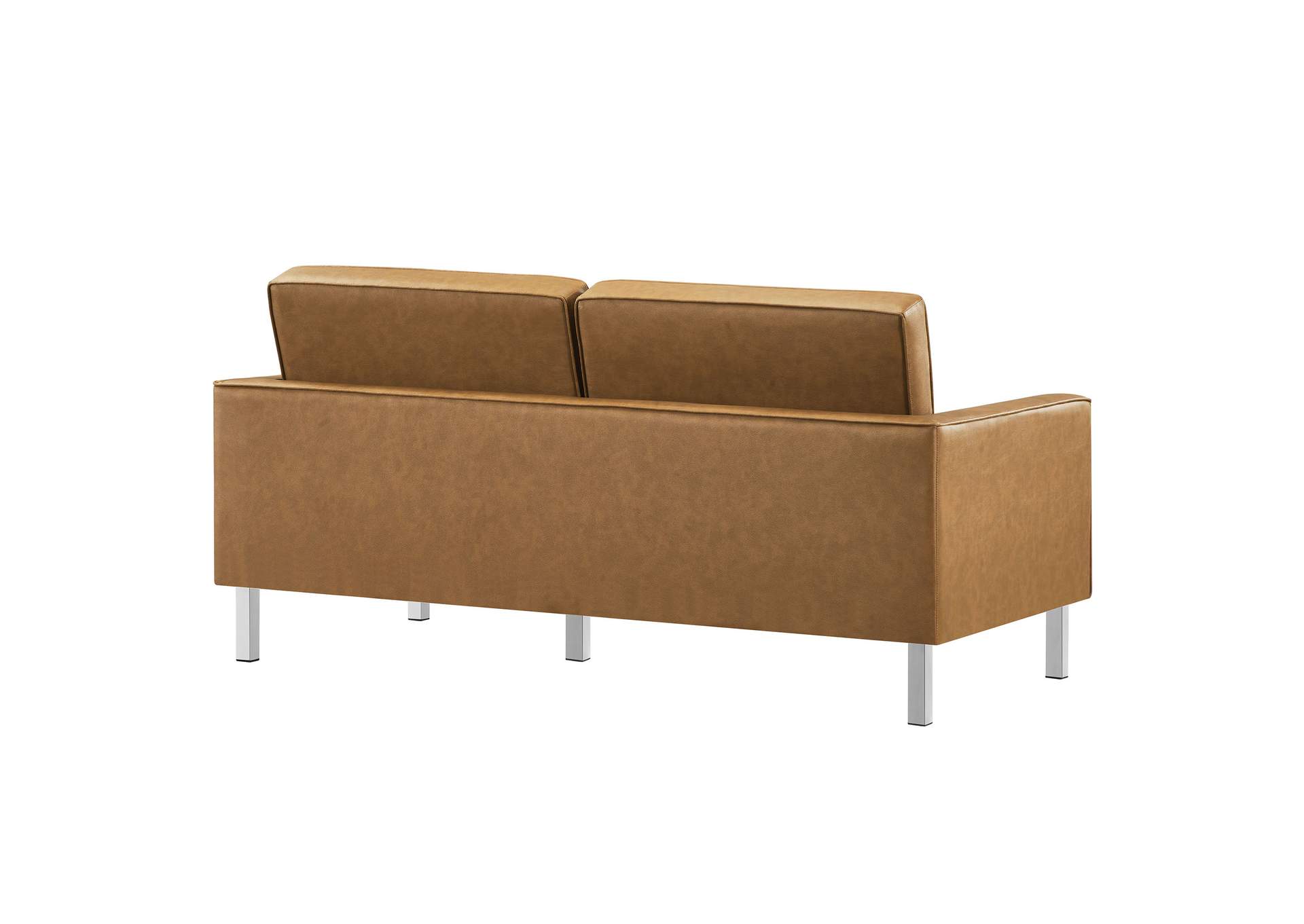 Silver Tan Loft Tufted Upholstered Faux Leather Loveseat,Modway