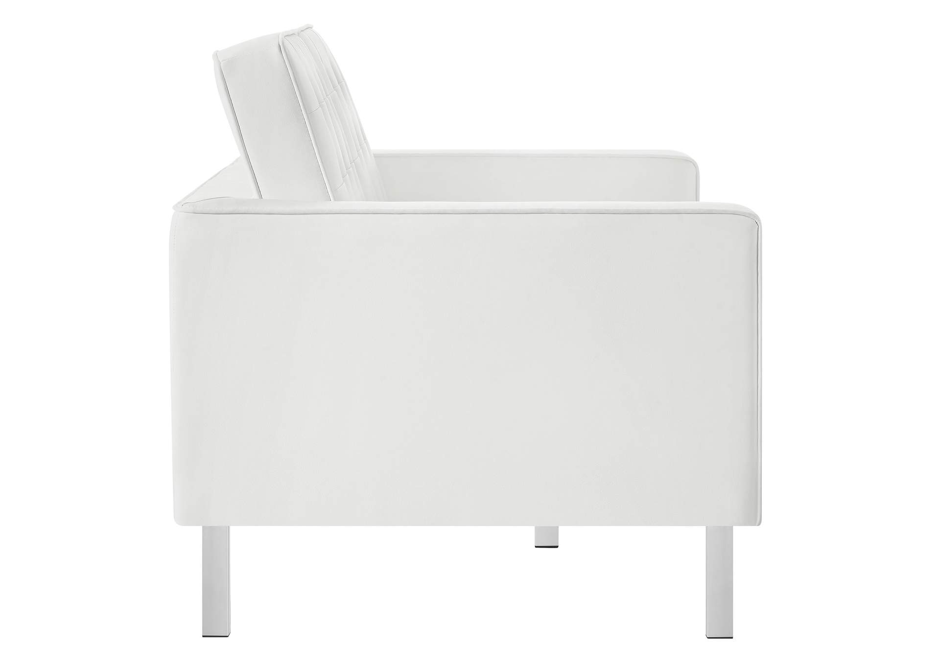 Silver White Loft Tufted Upholstered Faux Leather Loveseat,Modway