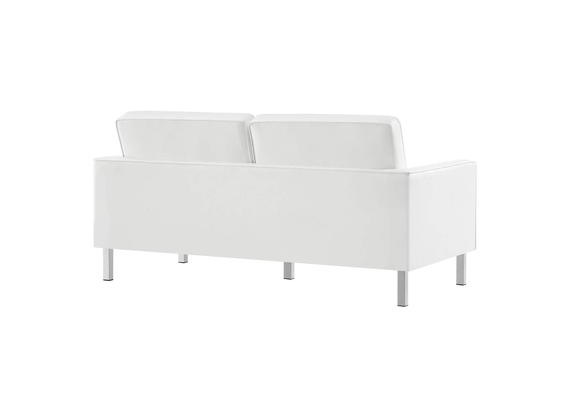 Silver White Loft Tufted Upholstered Faux Leather Loveseat,Modway