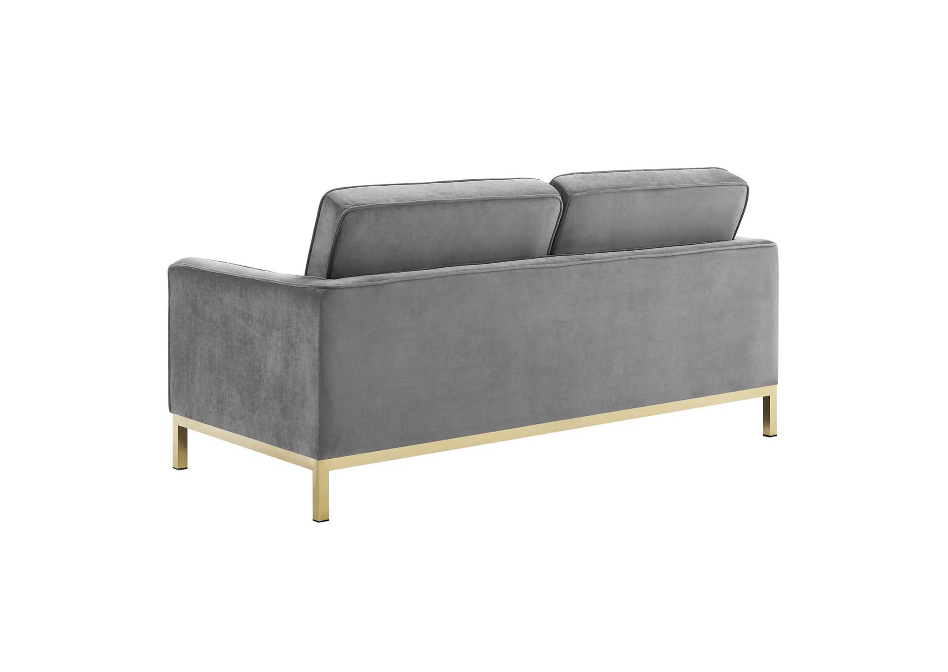 Gold Gray Loft Gold Stainless Steel Leg Performance Velvet Loveseat,Modway