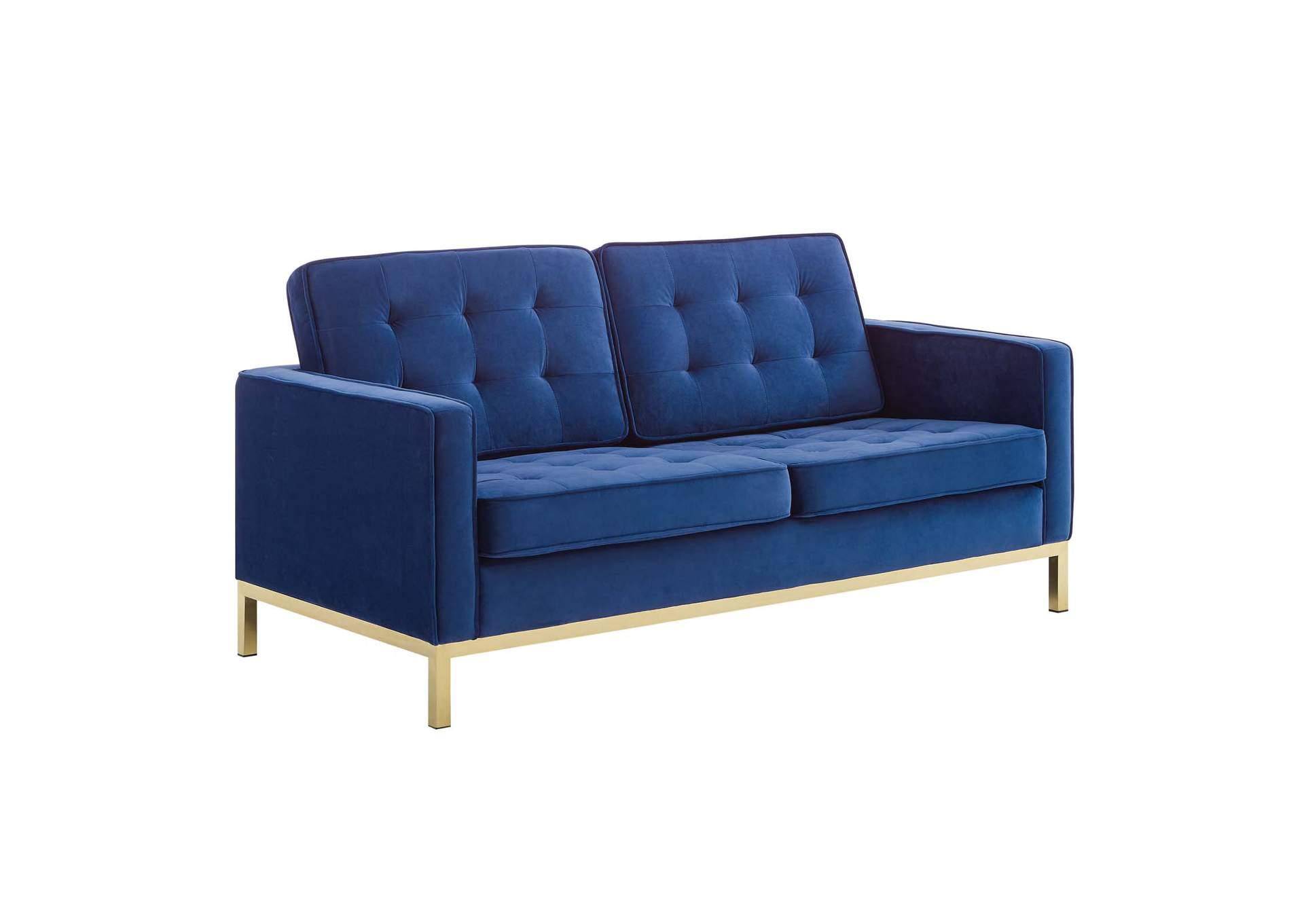 Gold Navy Loft Gold Stainless Steel Leg Performance Velvet Loveseat,Modway