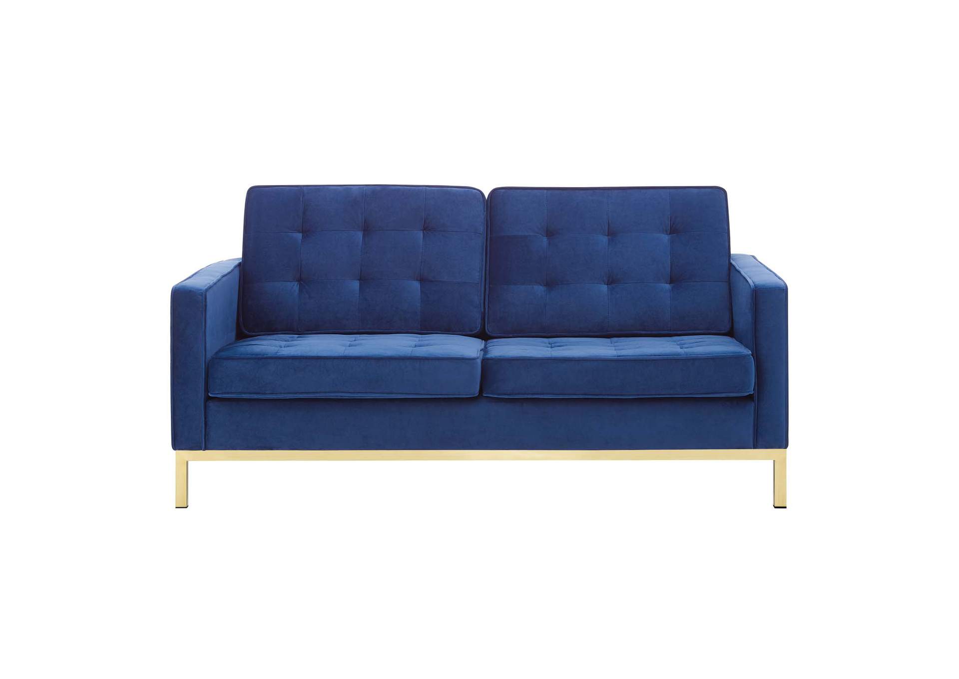 Gold Navy Loft Gold Stainless Steel Leg Performance Velvet Loveseat,Modway