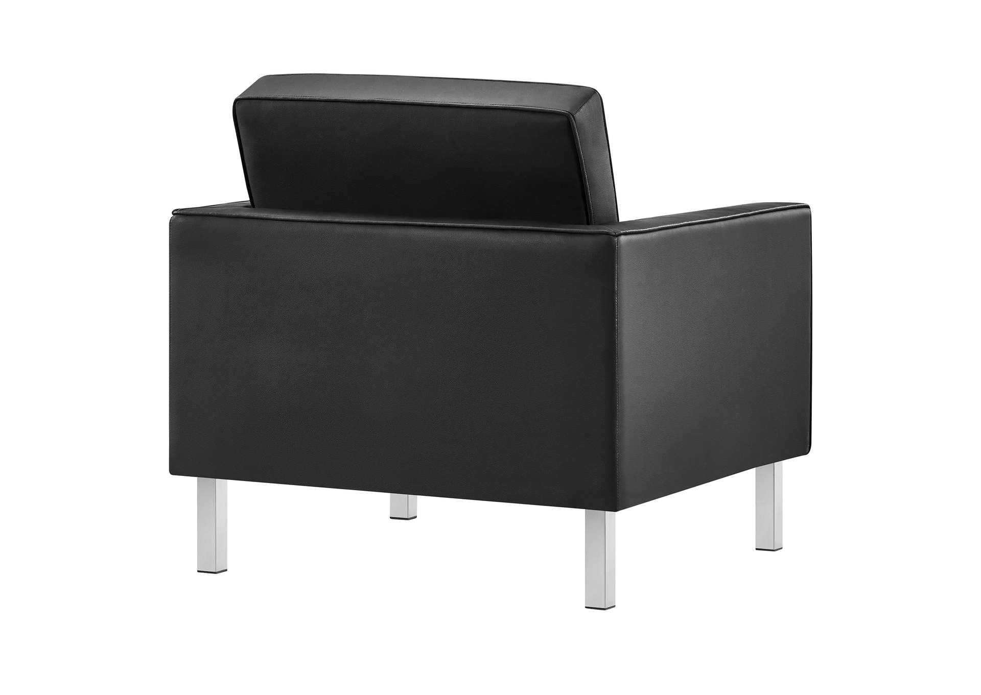 Silver Black Loft Tufted Upholstered Faux Leather Arm Chair,Modway