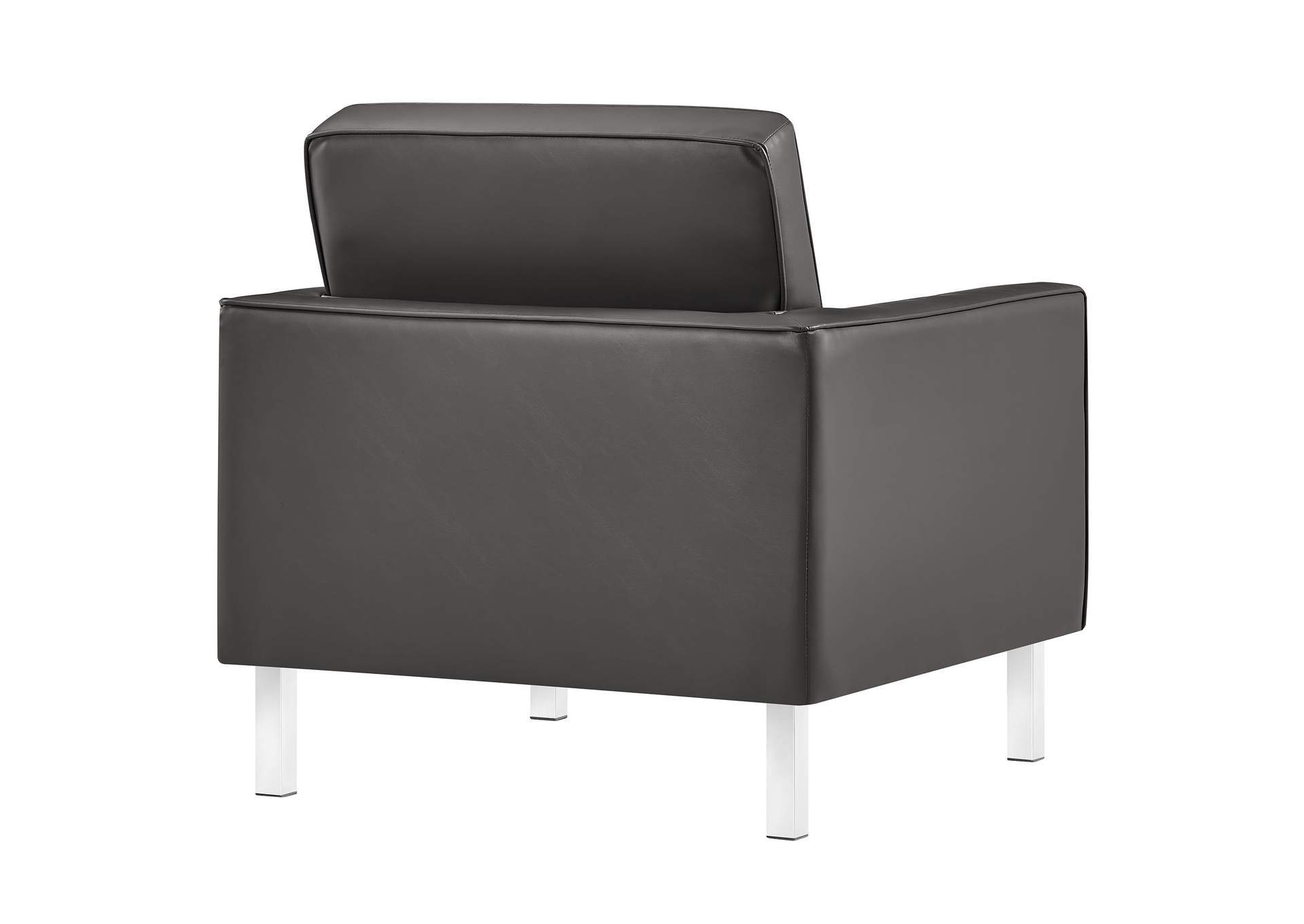 Silver Gray Loft Tufted Upholstered Faux Leather Arm Chair,Modway