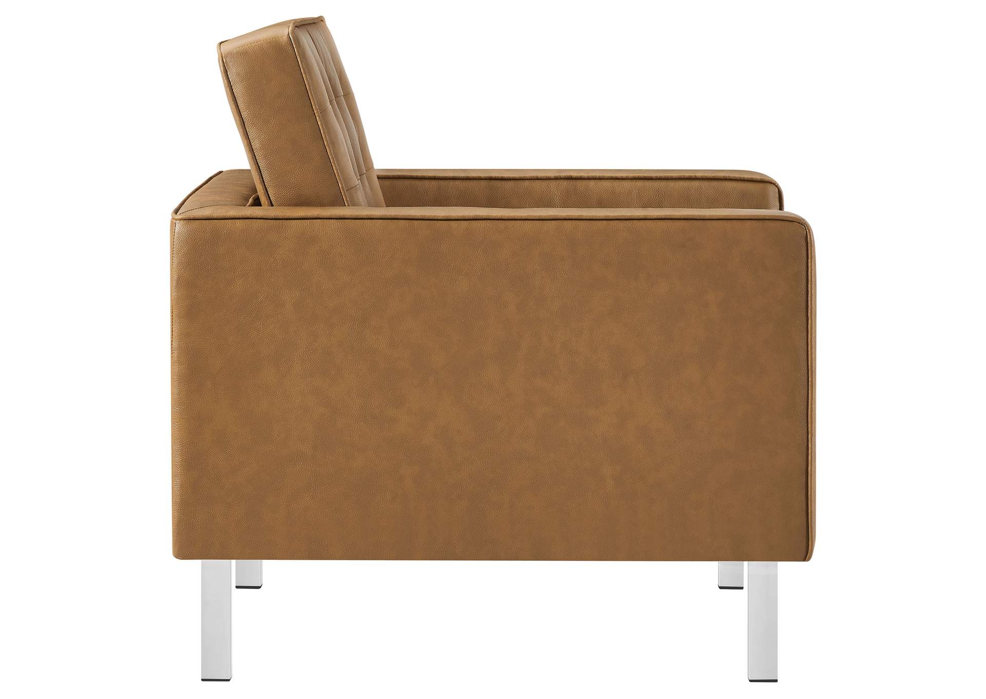 Silver Tan Loft Tufted Upholstered Faux Leather Arm Chair,Modway