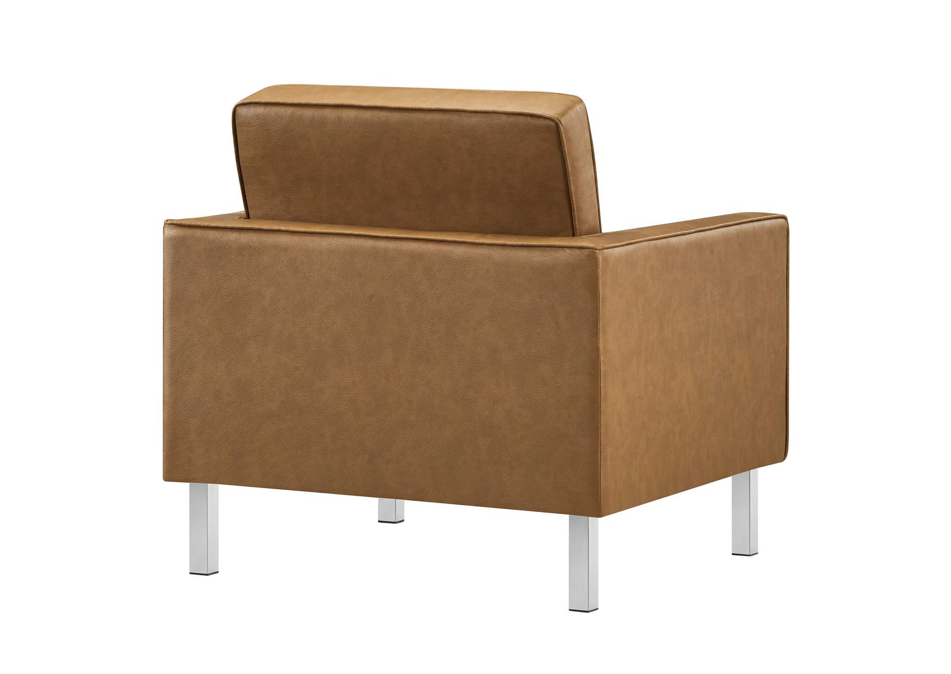 Silver Tan Loft Tufted Upholstered Faux Leather Arm Chair,Modway
