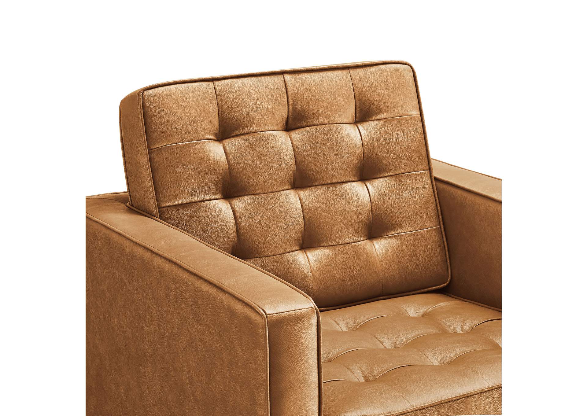 Silver Tan Loft Tufted Upholstered Faux Leather Arm Chair,Modway