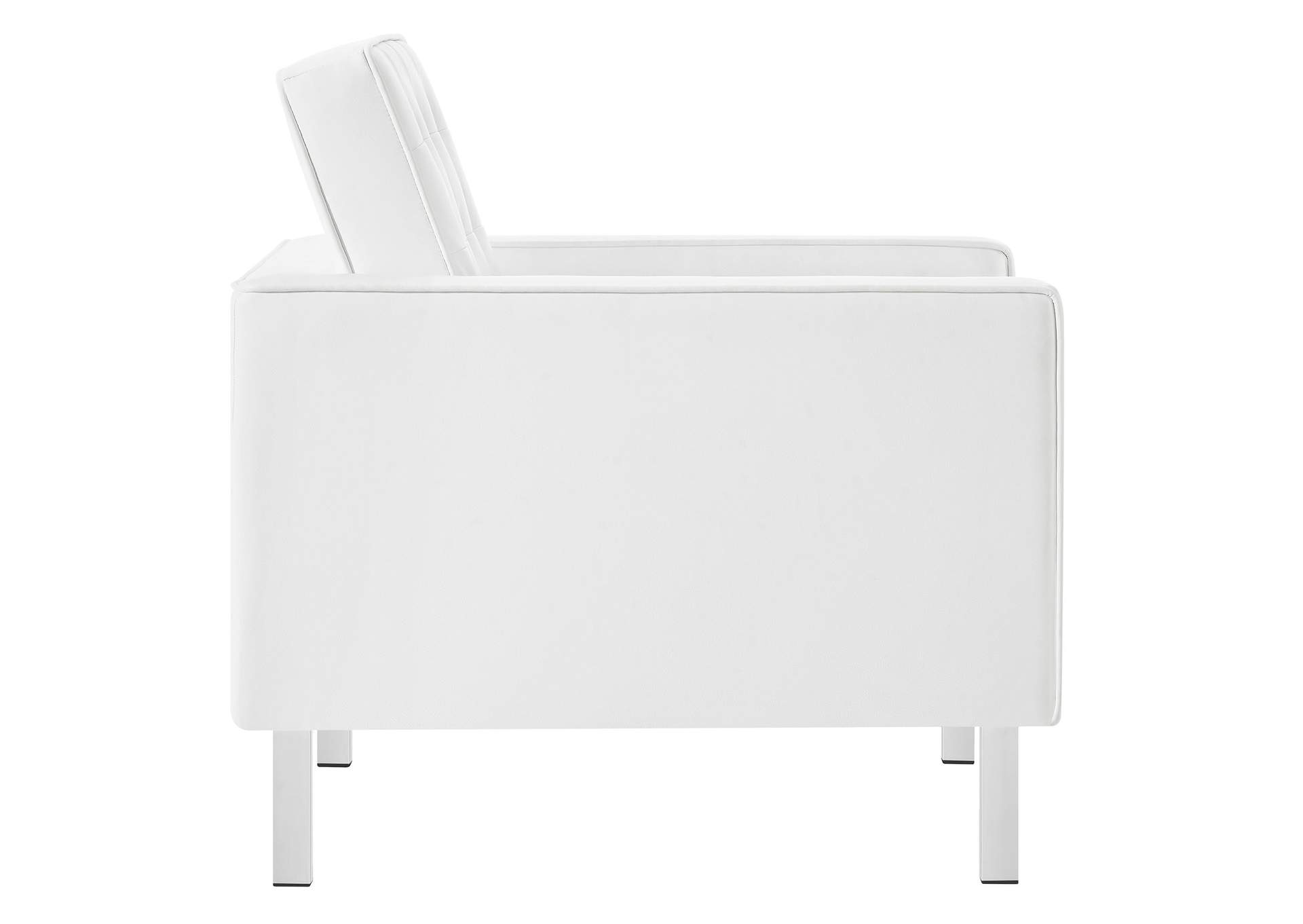 Silver White Loft Tufted Upholstered Faux Leather Arm Chair,Modway