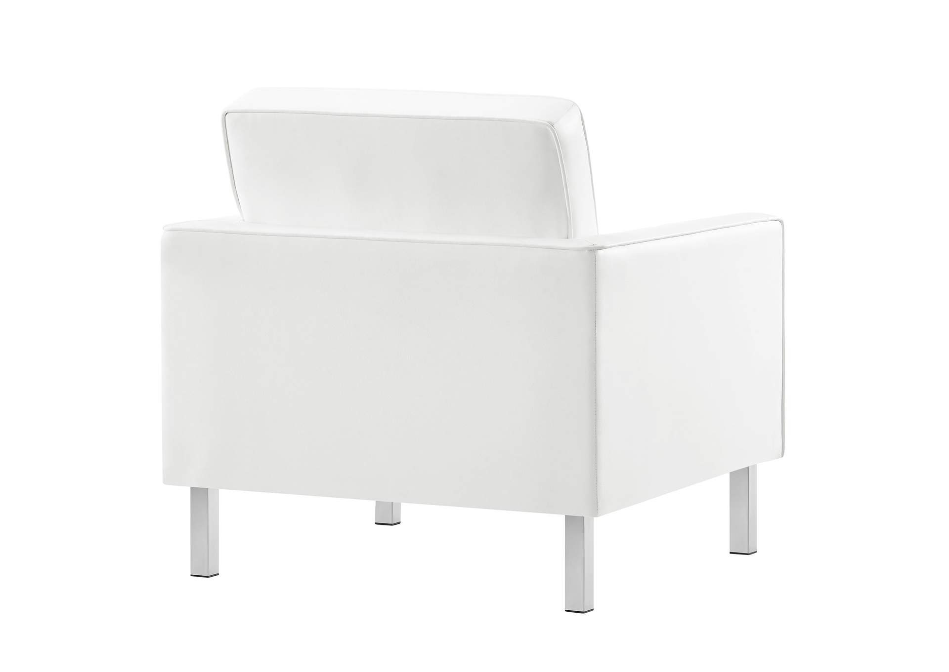 Silver White Loft Tufted Upholstered Faux Leather Arm Chair,Modway