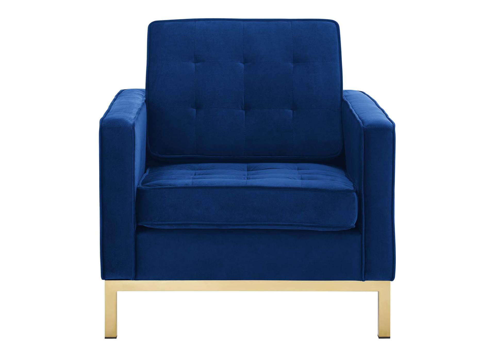Gold Navy Loft Gold Stainless Steel Performance Velvet Arm Chair,Modway