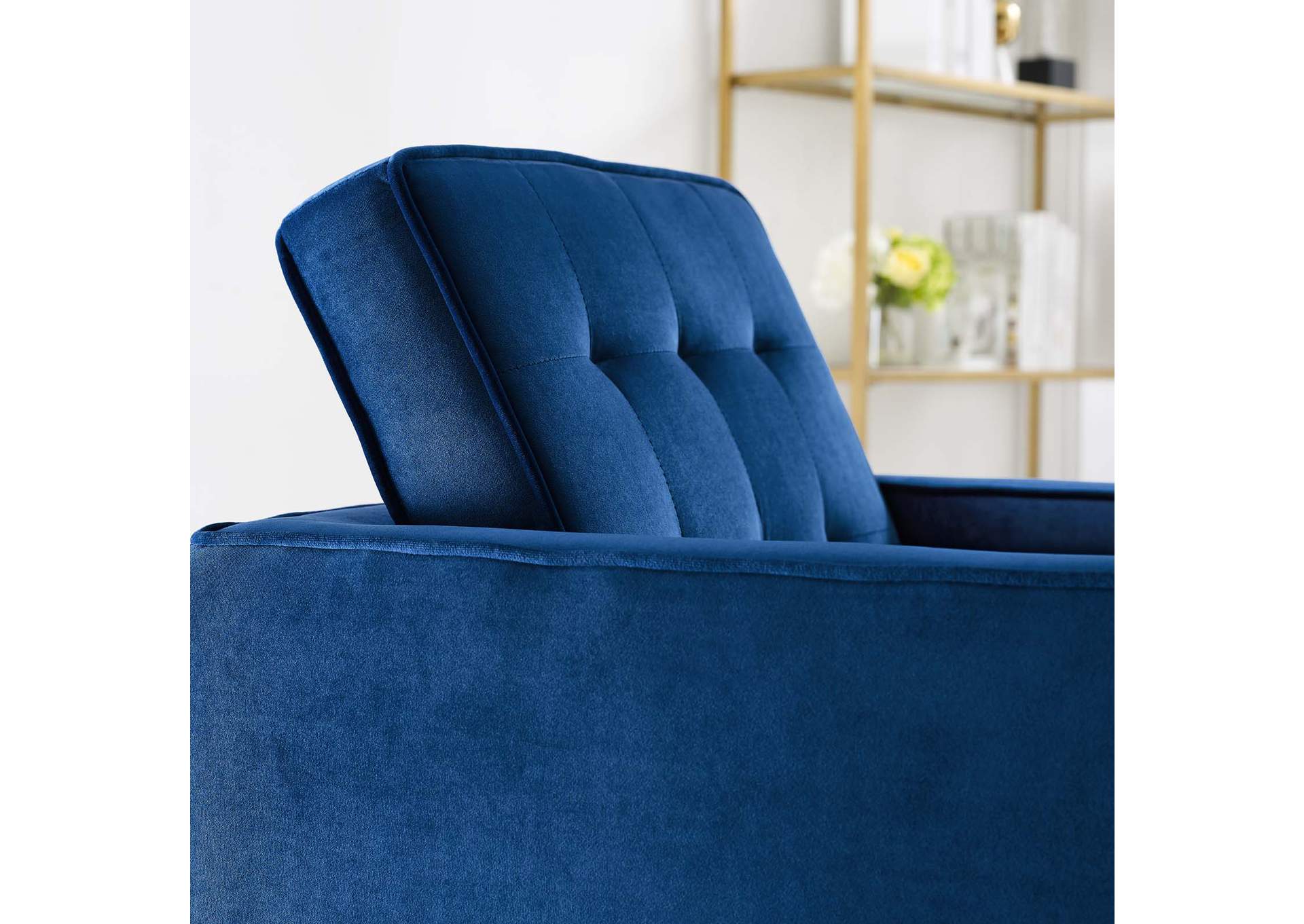 Gold Navy Loft Gold Stainless Steel Performance Velvet Arm Chair,Modway