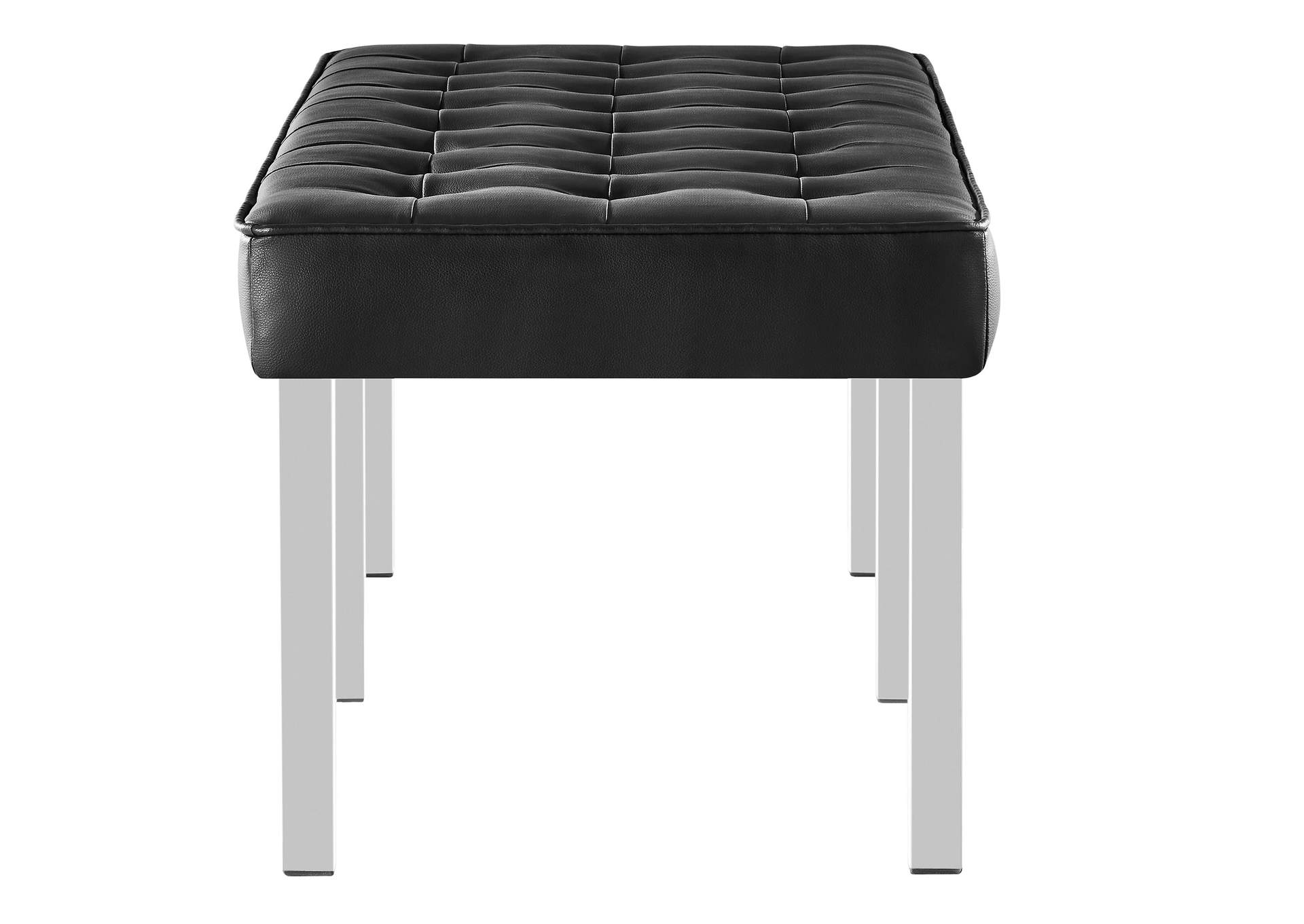 Silver Black Loft Tufted Large Upholstered Faux Leather Bench,Modway