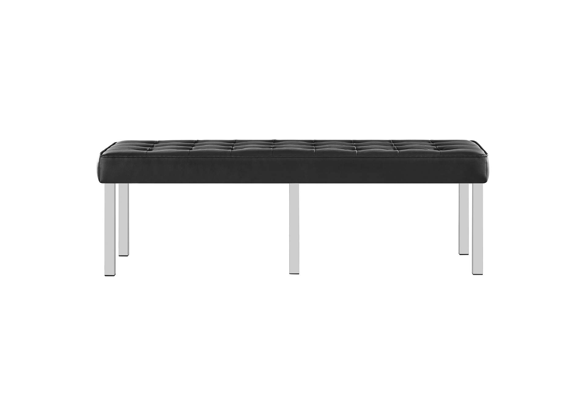 Silver Black Loft Tufted Large Upholstered Faux Leather Bench,Modway