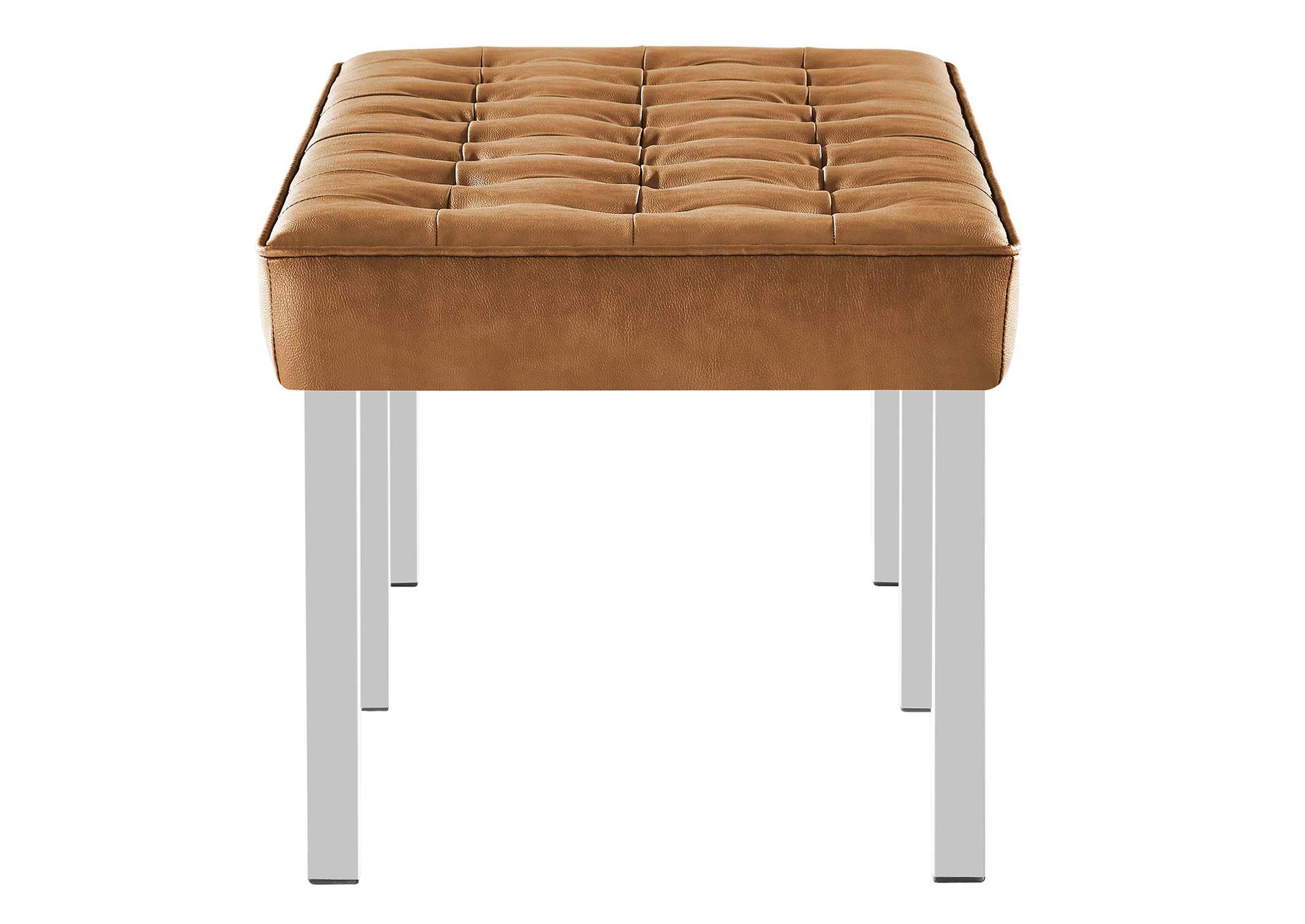 Silver Tan Loft Tufted Large Upholstered Faux Leather Bench,Modway