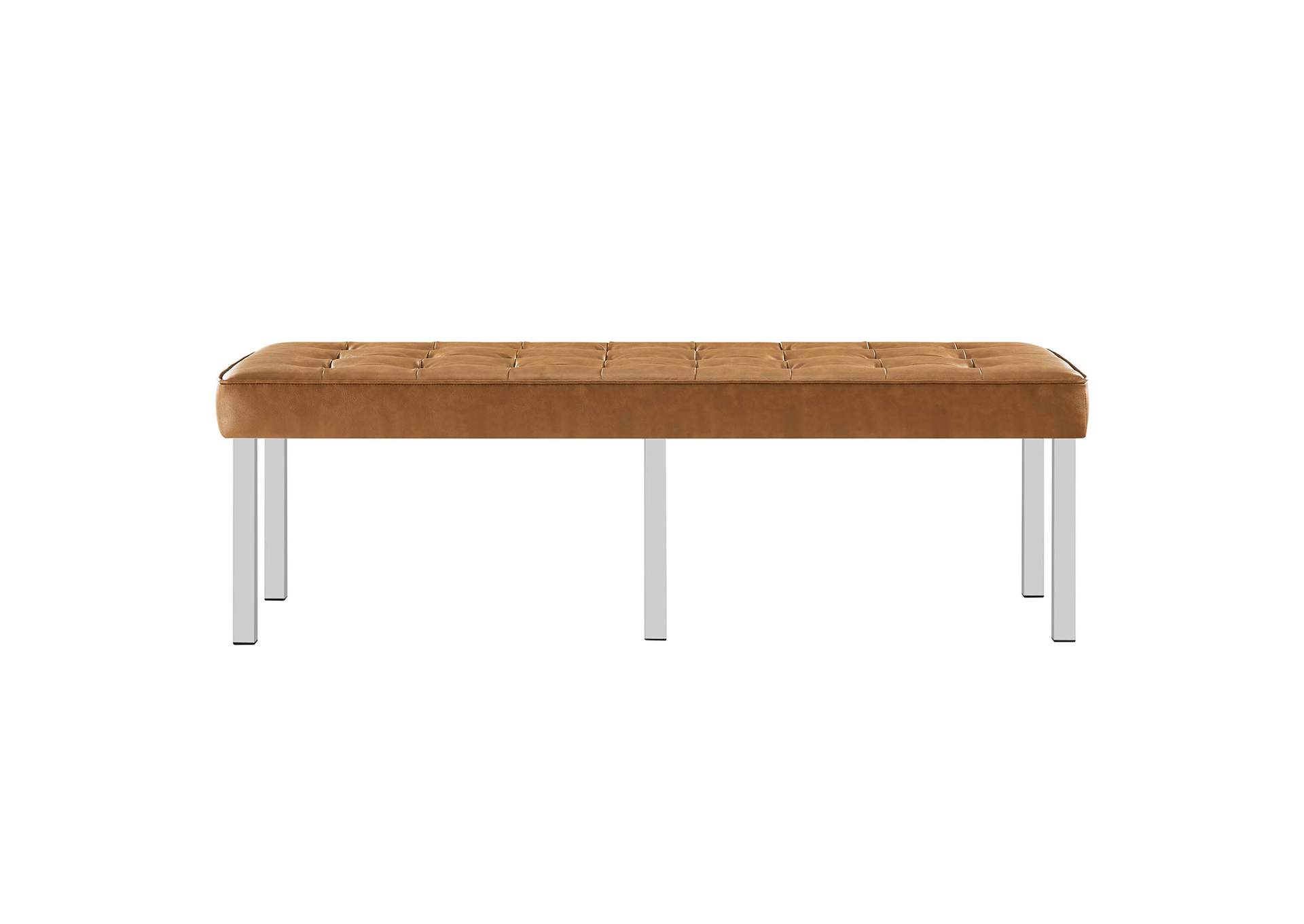 Silver Tan Loft Tufted Large Upholstered Faux Leather Bench,Modway