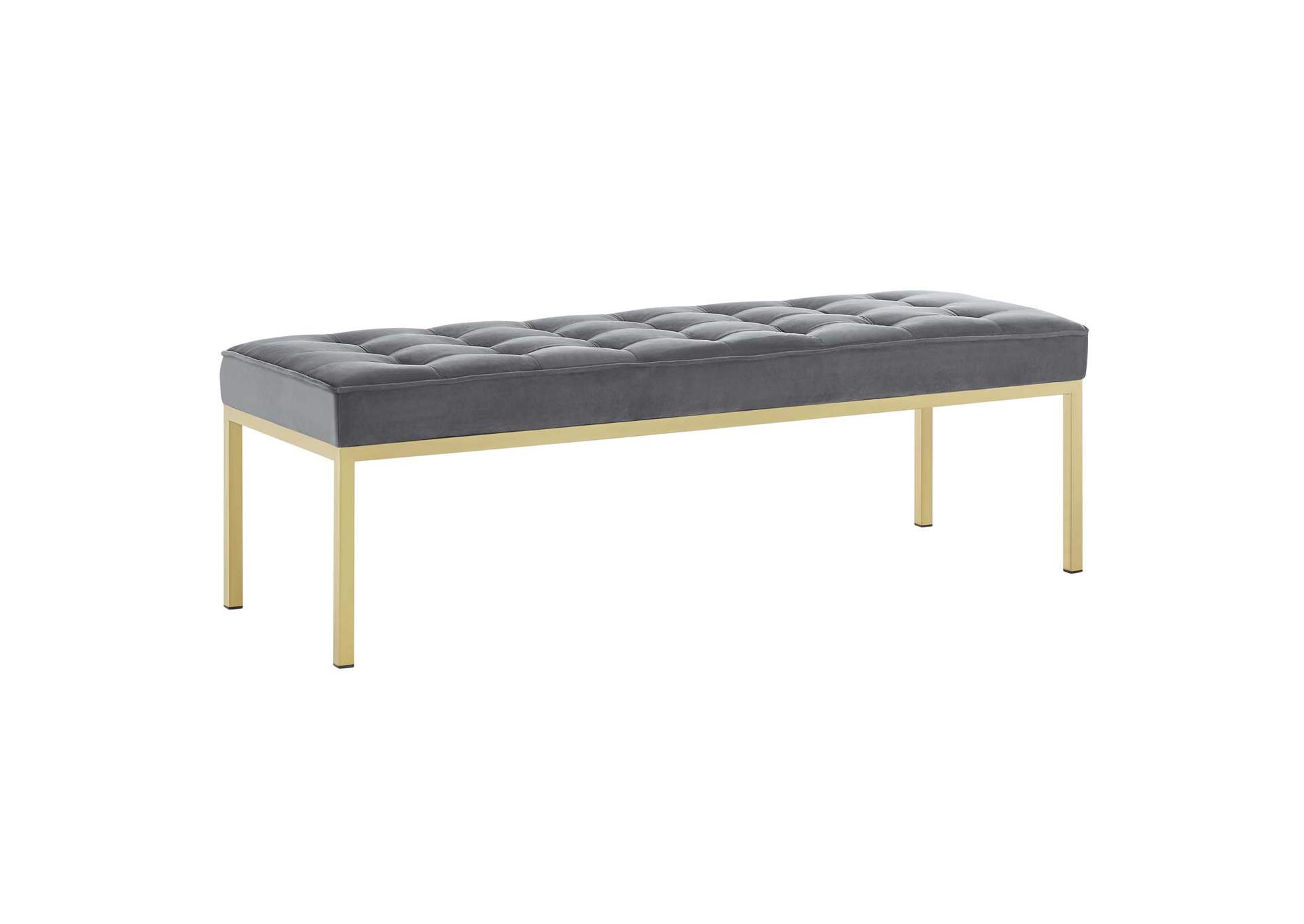 Gold Gray Loft Gold Stainless Steel Leg Large Performance Velvet Bench,Modway