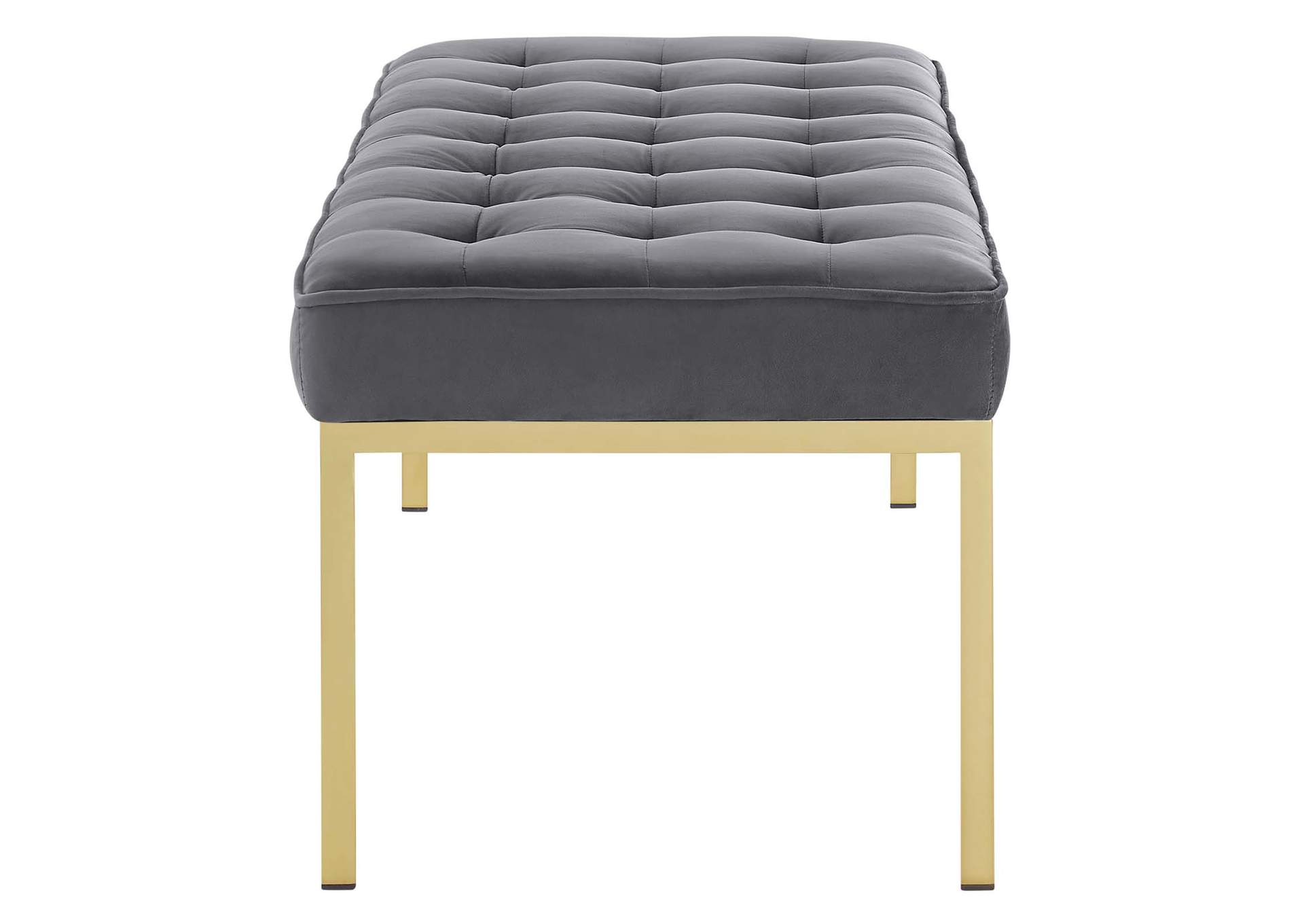 Gold Gray Loft Gold Stainless Steel Leg Large Performance Velvet Bench,Modway