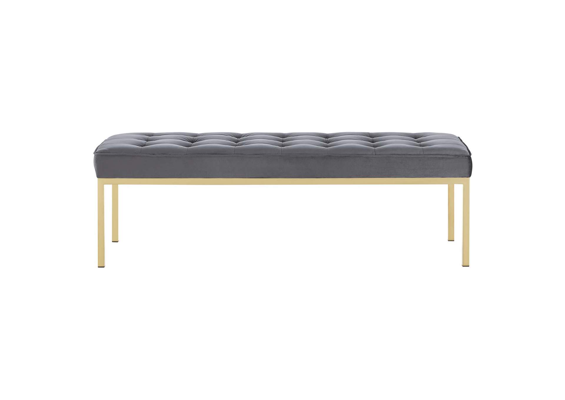 Gold Gray Loft Gold Stainless Steel Leg Large Performance Velvet Bench,Modway